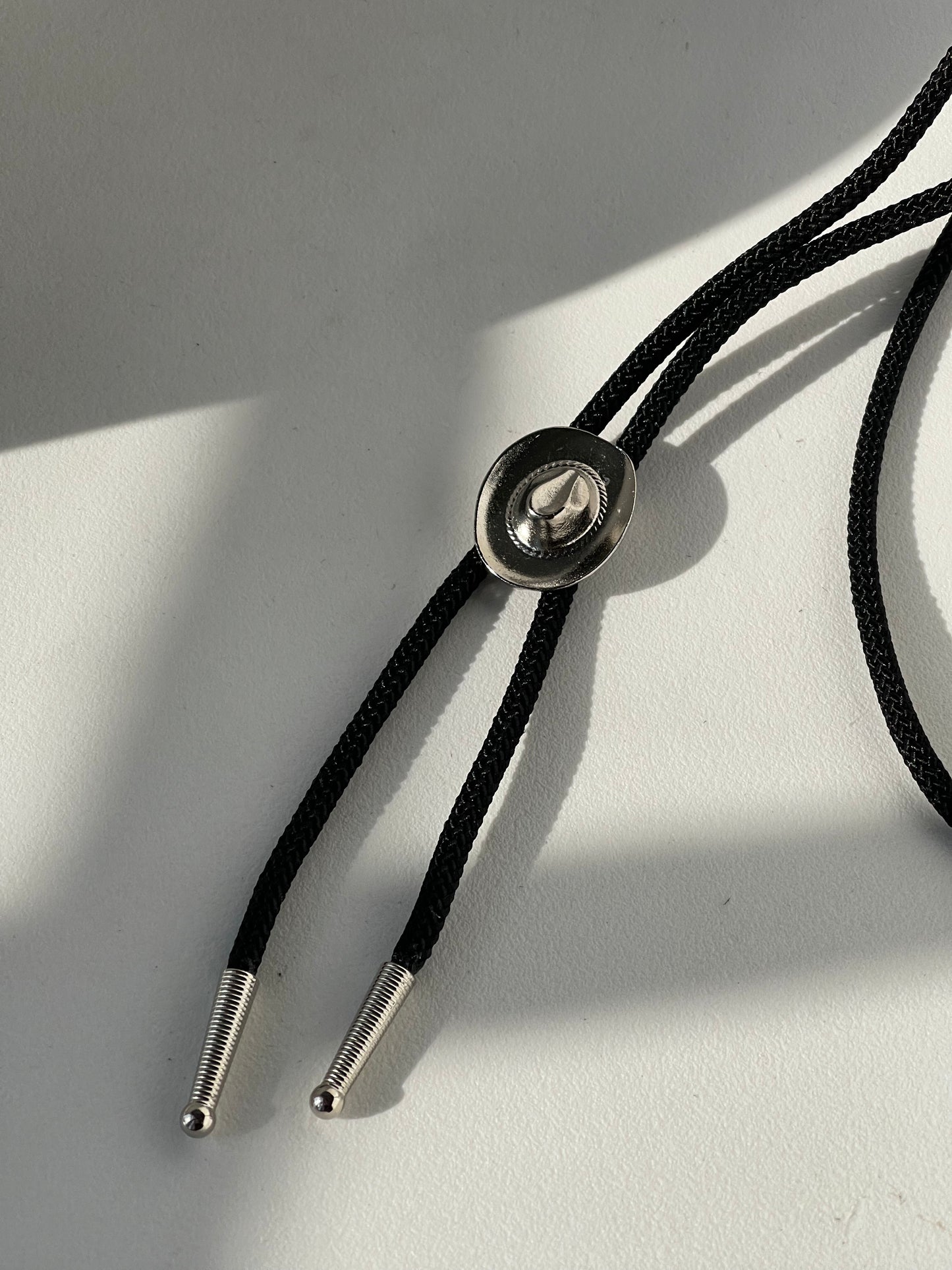 Silver Hat Handmade Black Cord Bolo