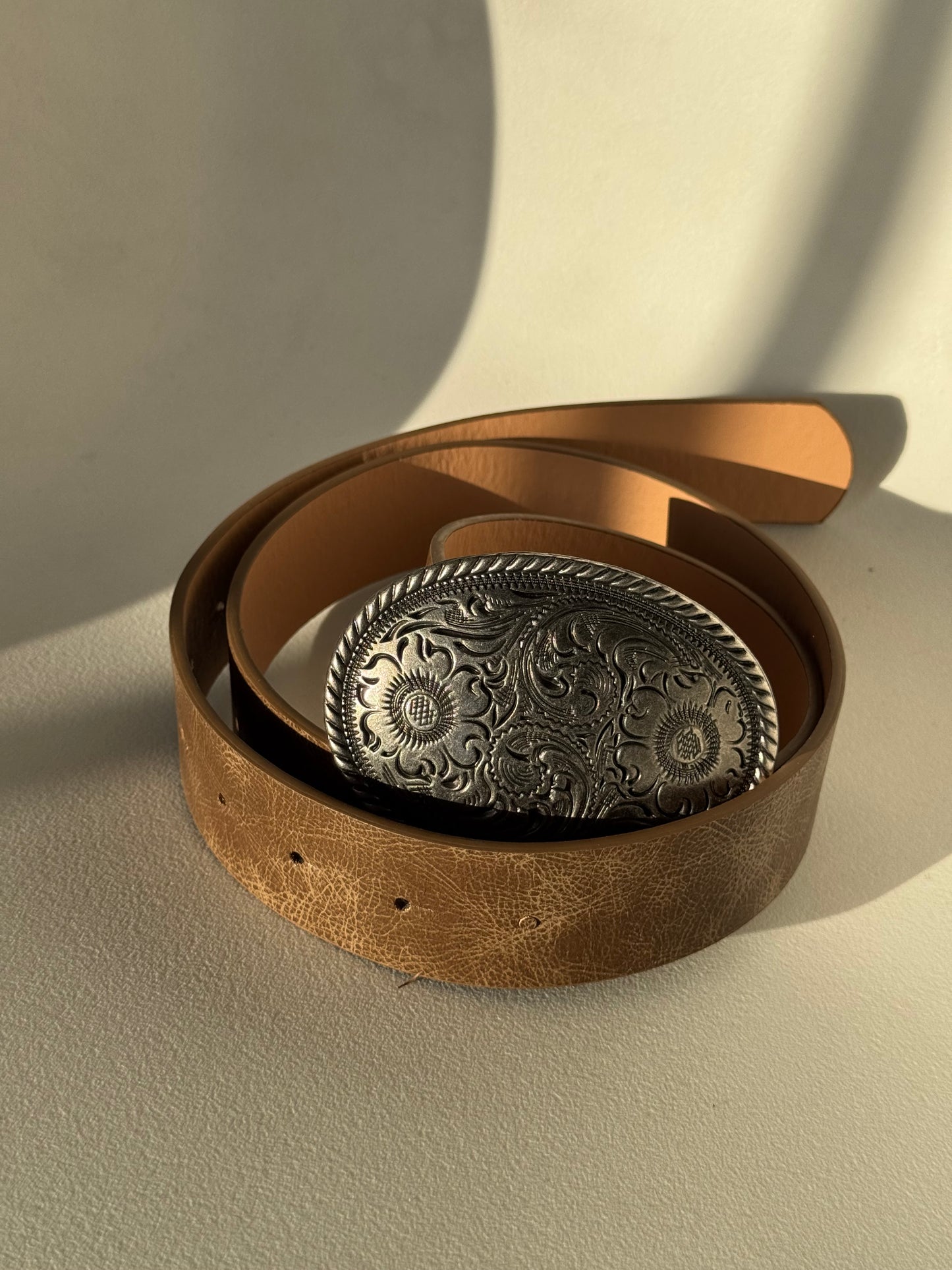 Patricia Mocha Buckle Belt In Antique Silver