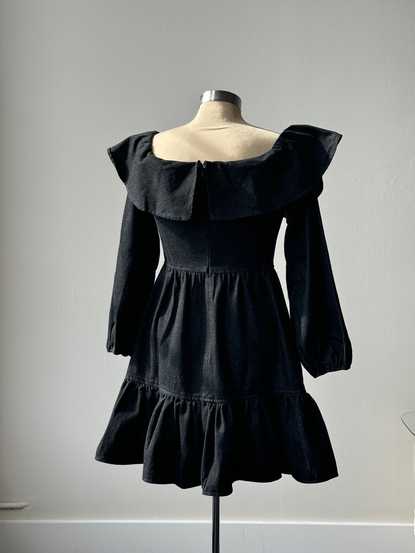 Carmen Cotton On Or Off Shoulder Classic Denim Dress In Vintage Black