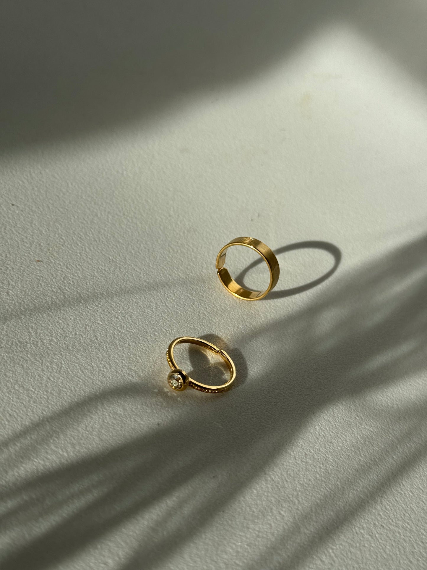 Sagan 14k Gold Dipped Double Band Crystal Charm Ring Set In Gold Champagne
