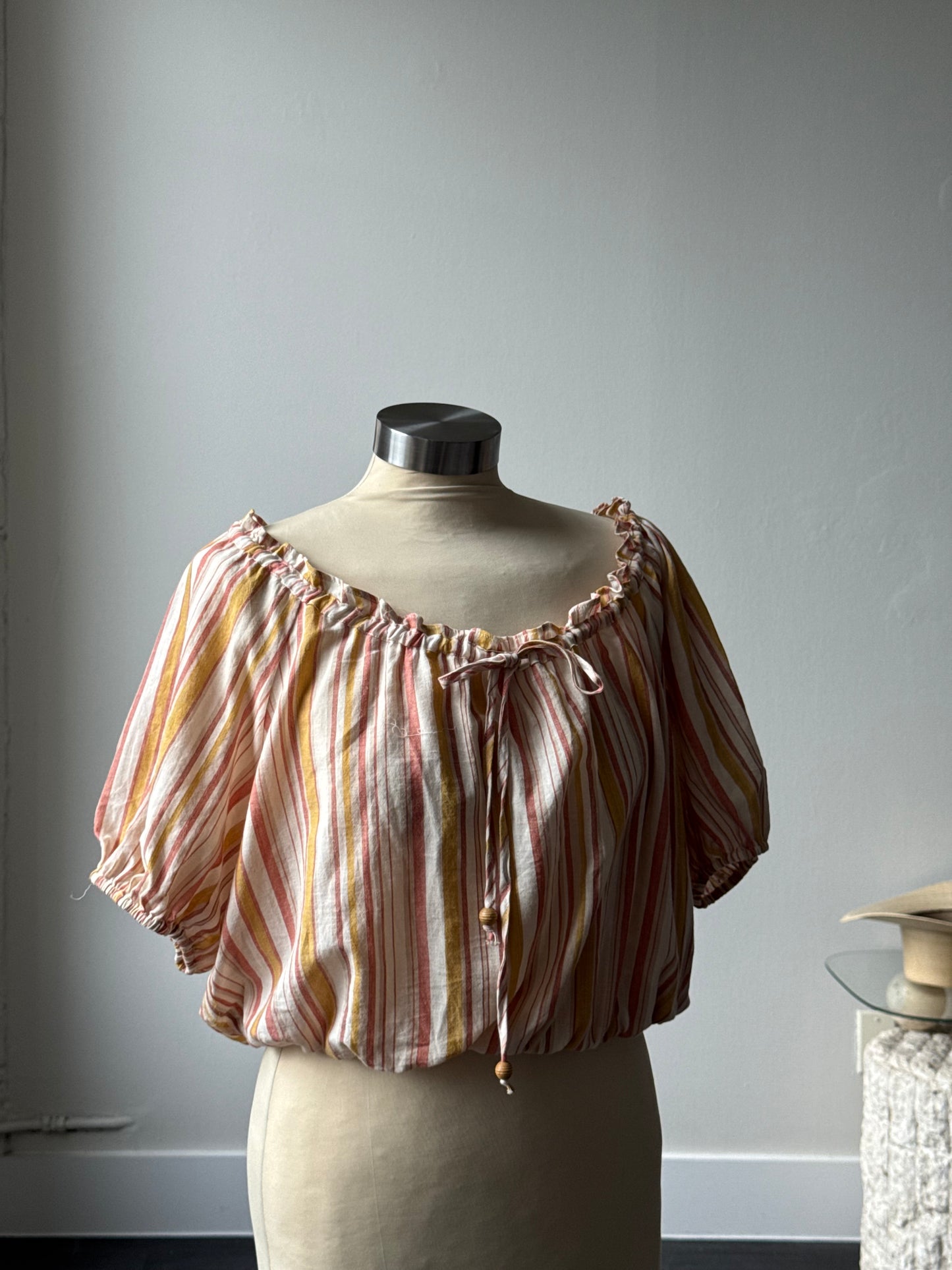 Amber Cotton Striped Top In Melon