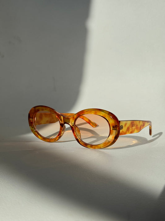 Tulsa 60s Style Round Sunglasses In Tortoise Tangerine