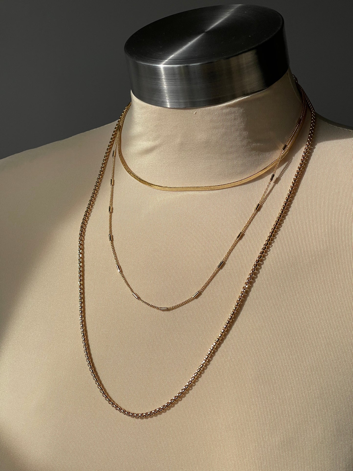 Sawyer Snake Tri Layered Necklace In Gold