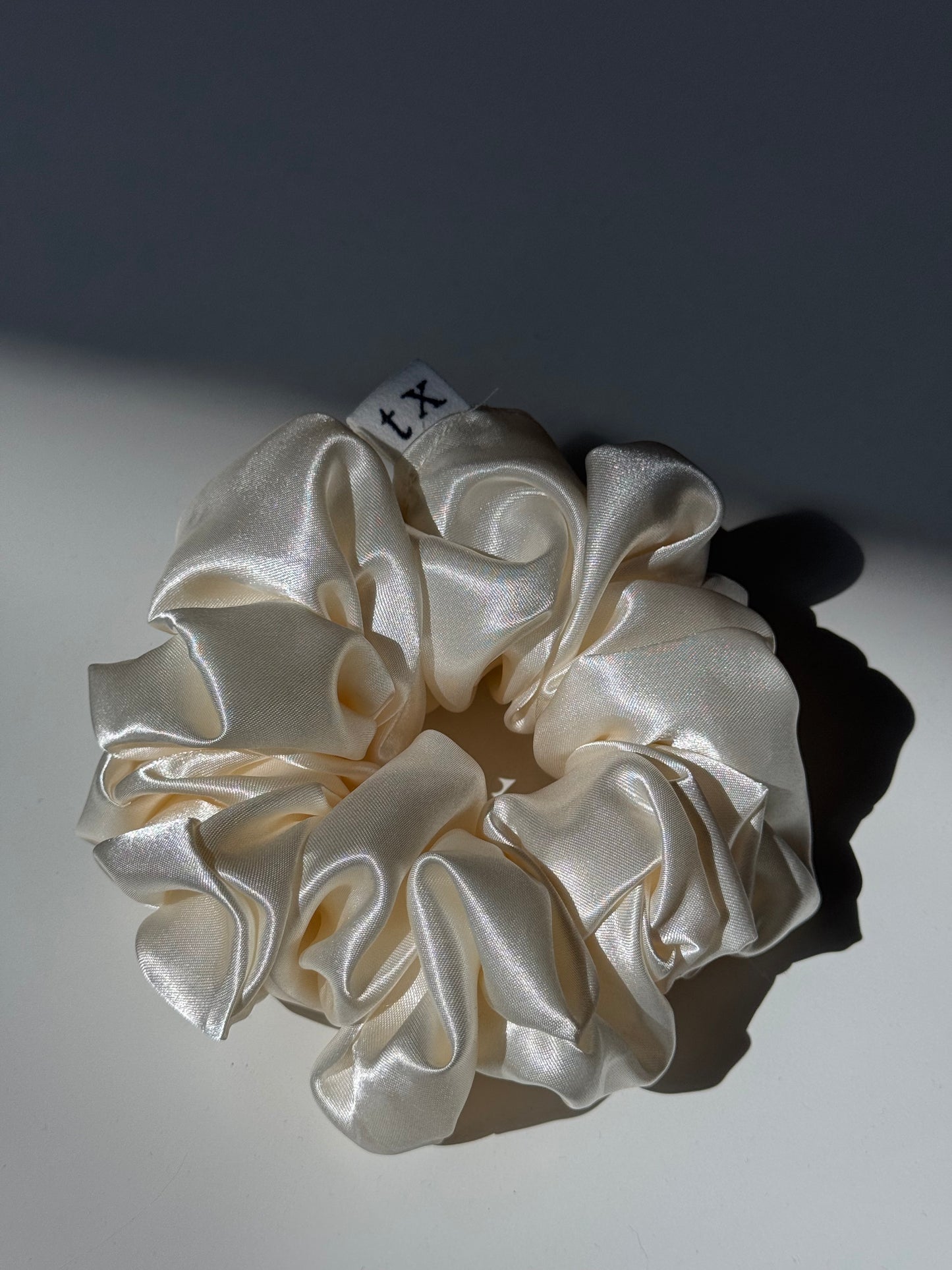 Judy Handcrafted Texas Sized Satin Scrunchie In Champagne