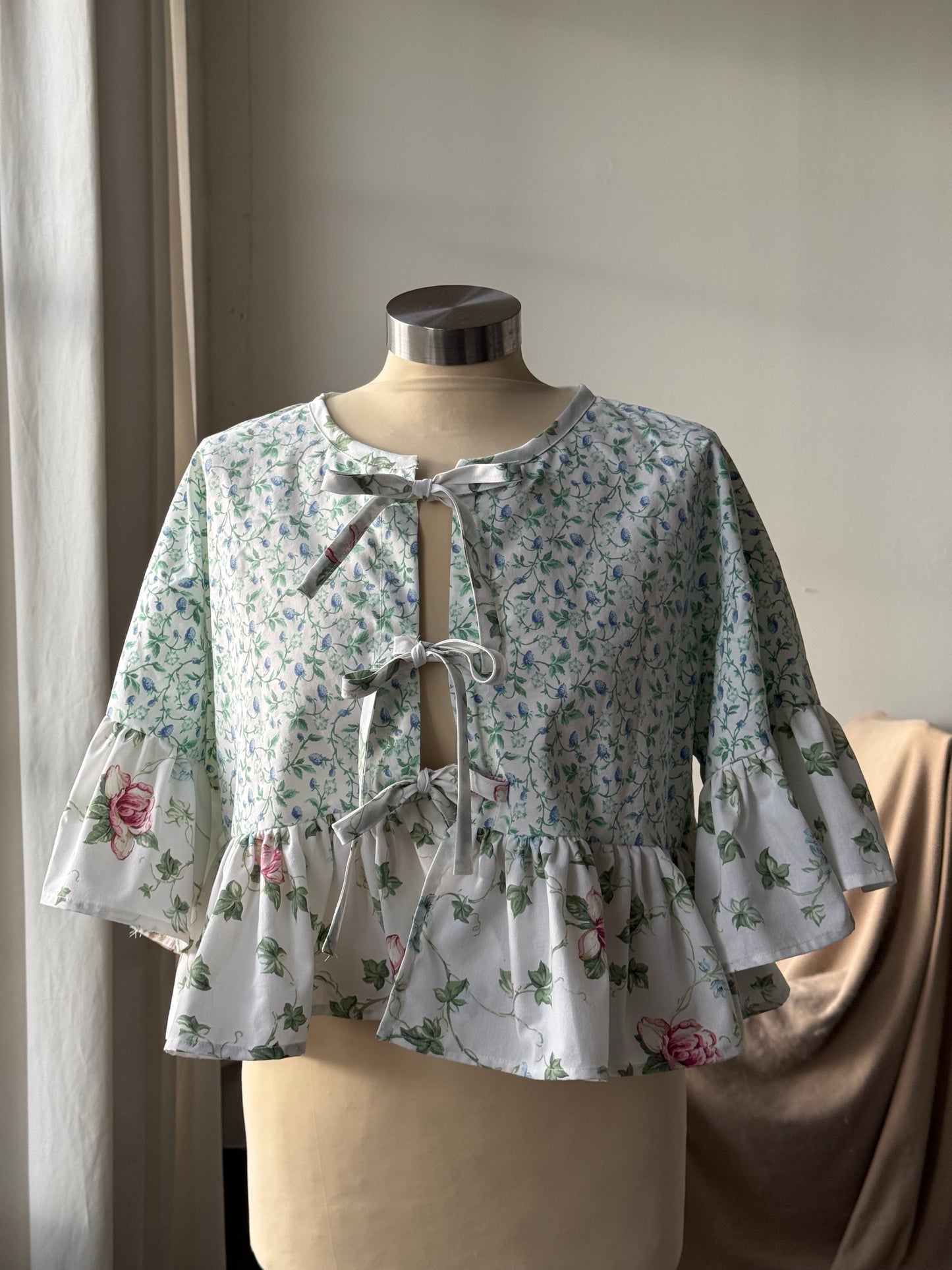 Joycie Vintage Cotton Handcrafted Ruffle Top In Summer