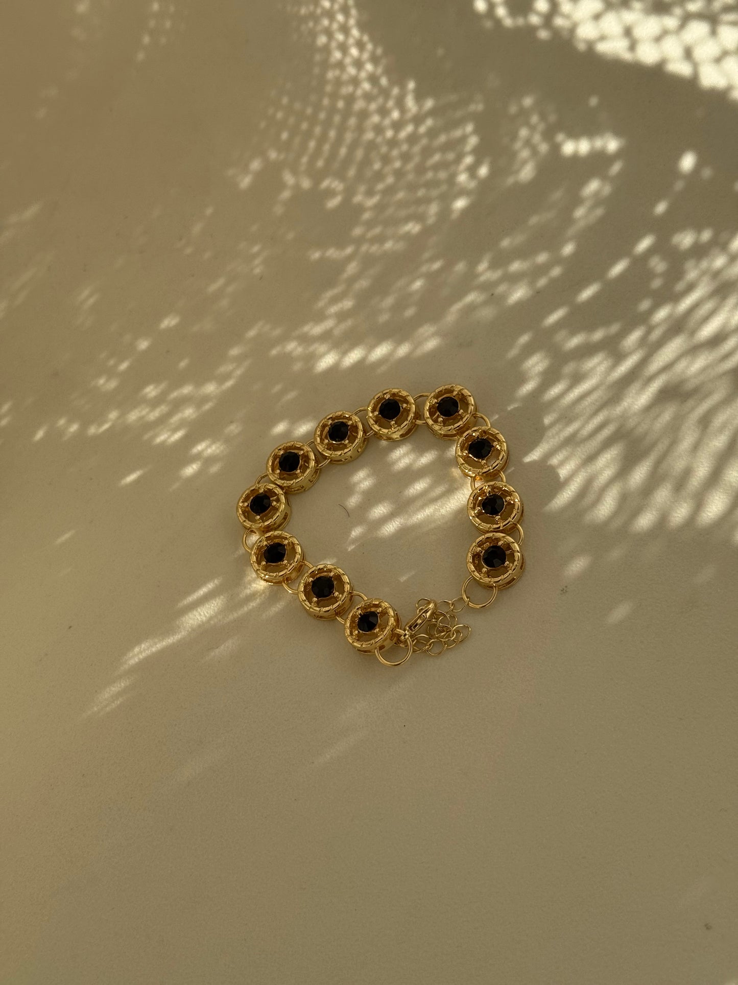 Sophie Classic Ebony Stone Bracelet In Gold