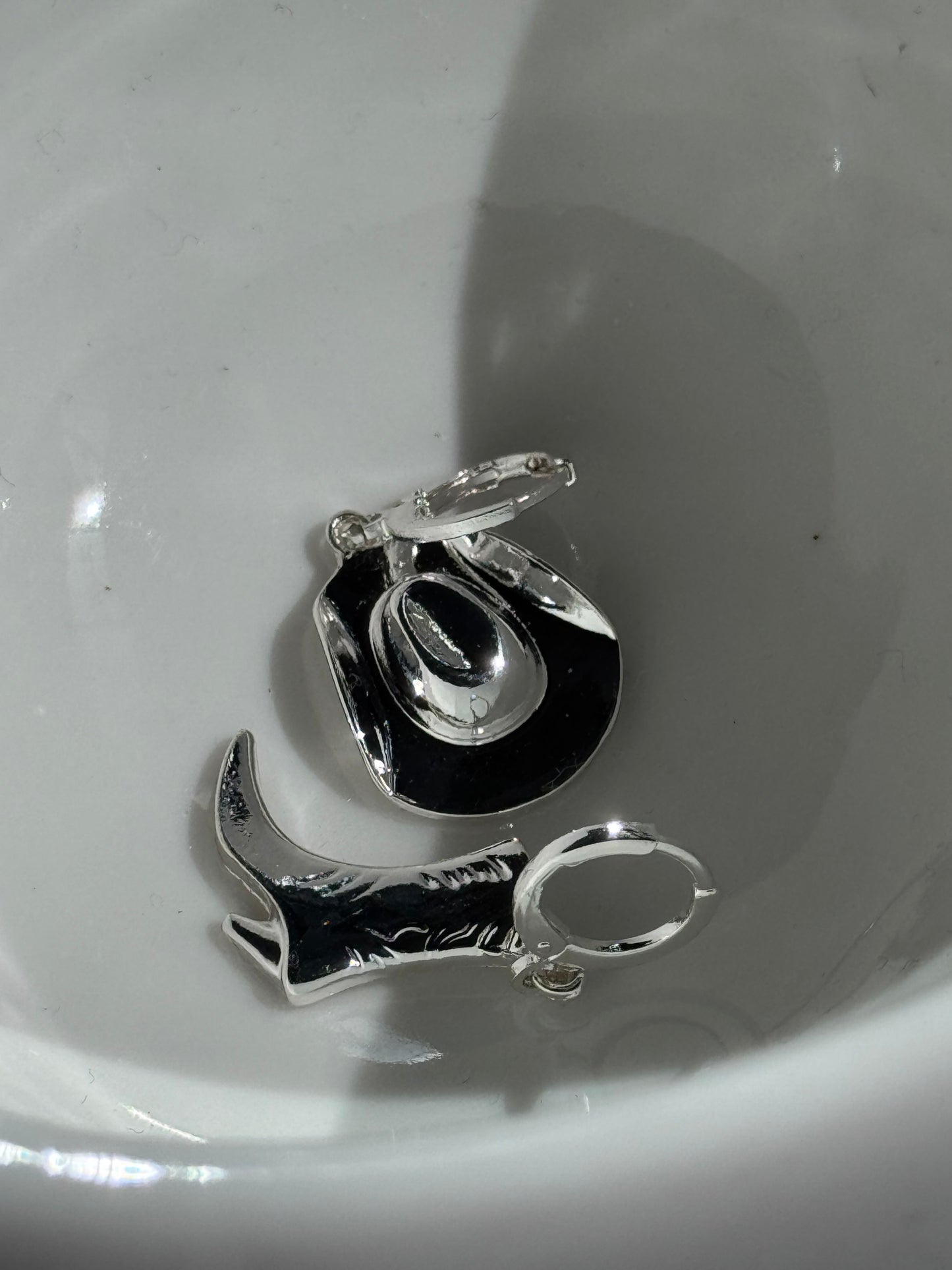 Corky Cowboy Hat & Boot Earring In Silver