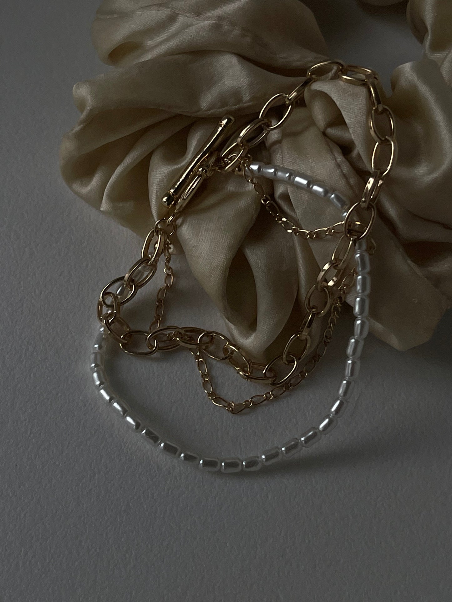 Landon Pearl Link Toggle Layered Bracelet In Gold