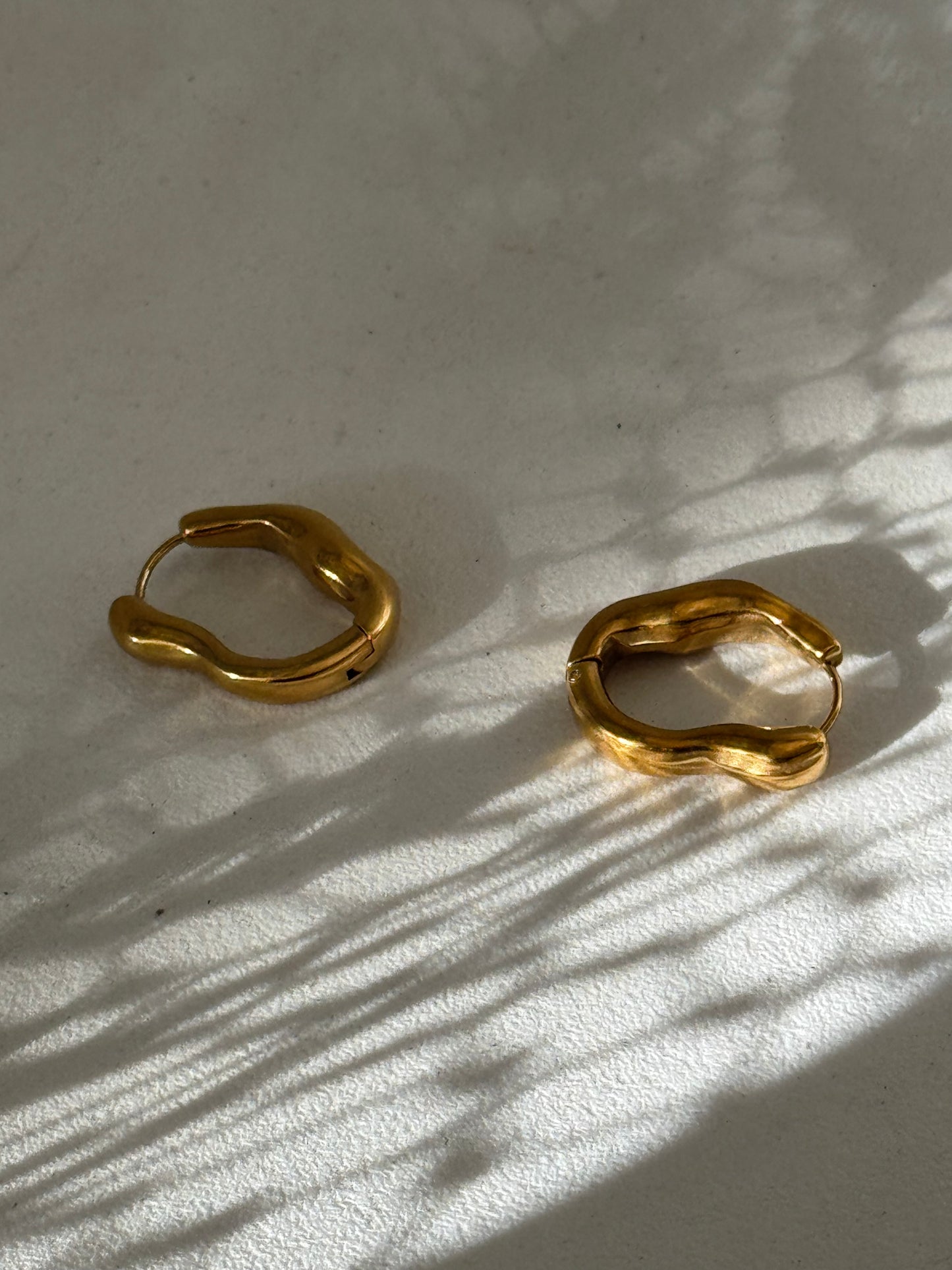 Ernestine 18k Stainless Steel Waterproof Organic Hoop Earring In Soft Matte Gold
