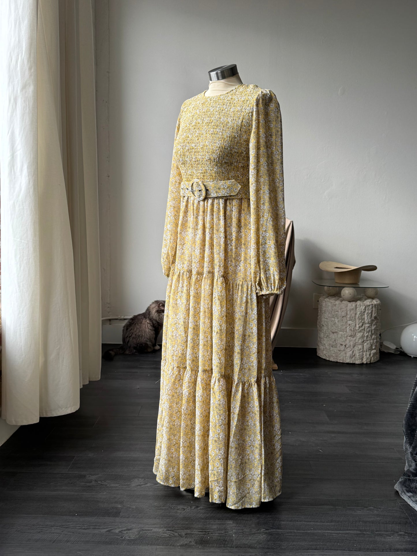 Melissa Floral Belted Maxi Dress In Blonde