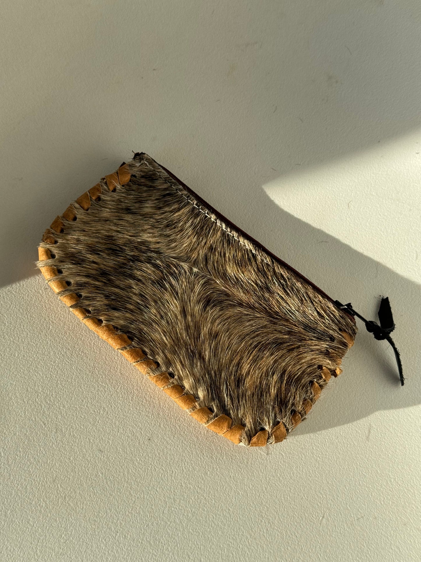 Able Artisan Cowhide Genuine Leather Wallet Pouch In Sand