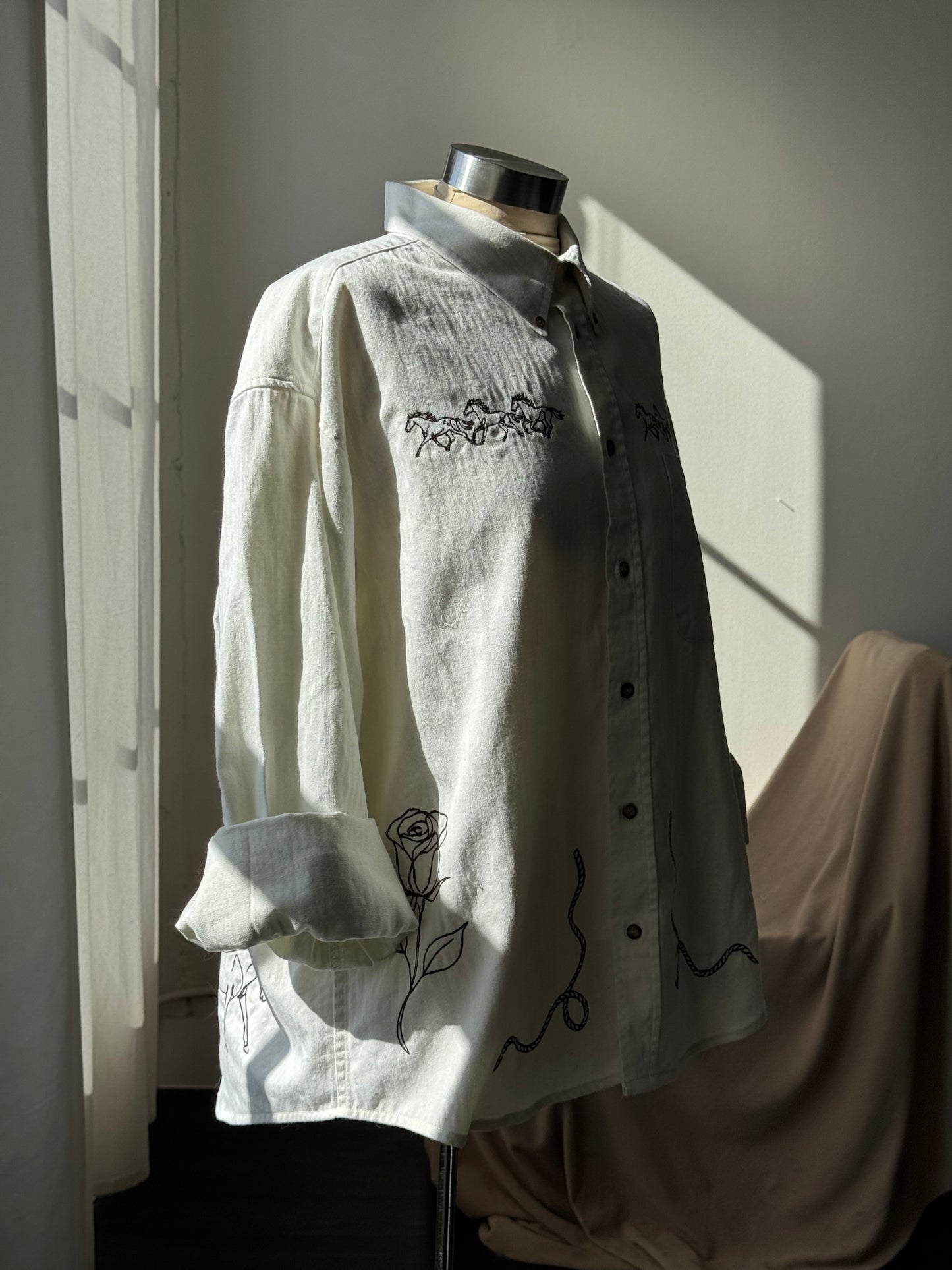 Jaxson Handcrafted Embroidered Shacket In Wild Horse