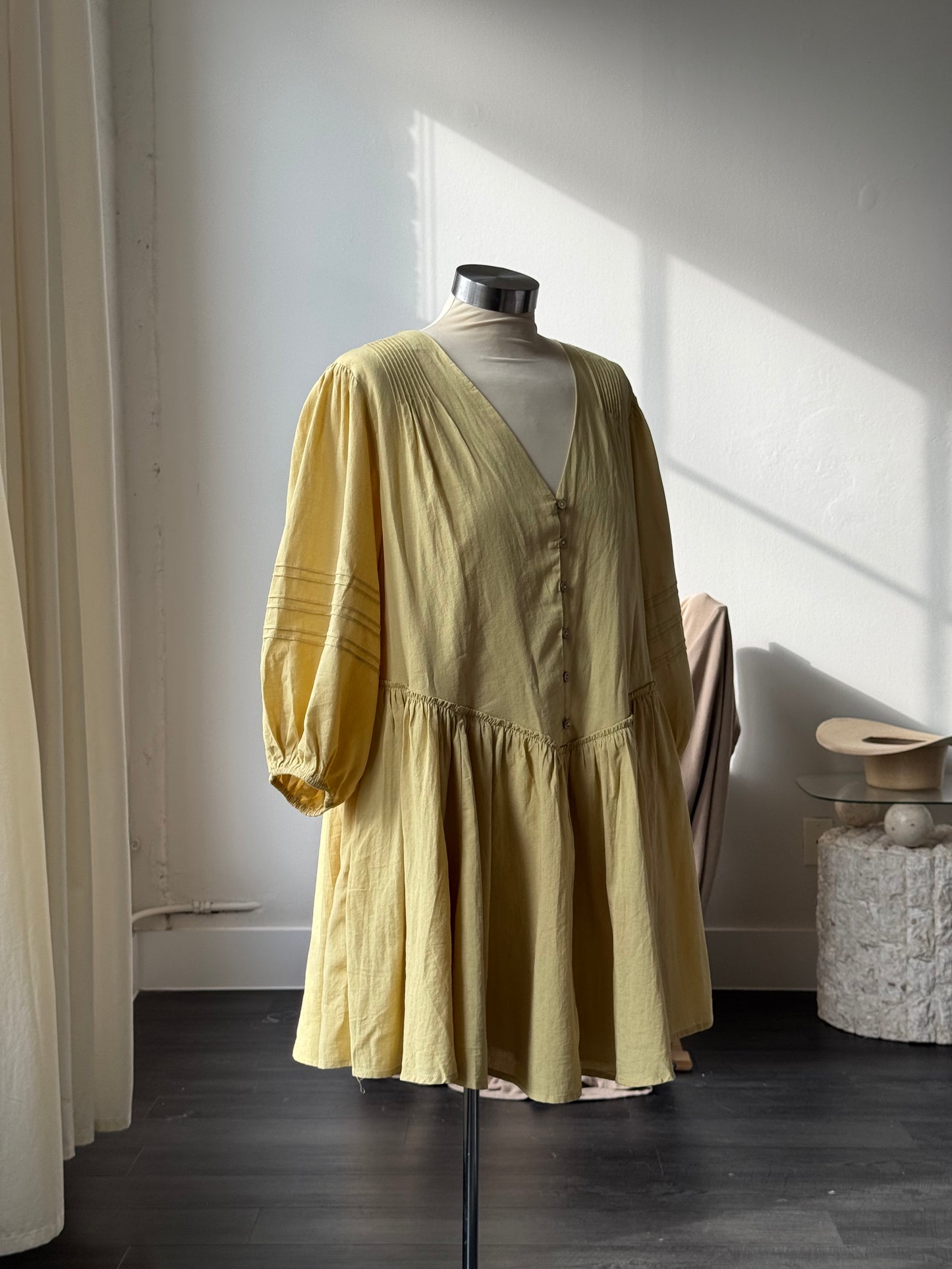 July Cotton V Neck Button Front Dress In Pistachio