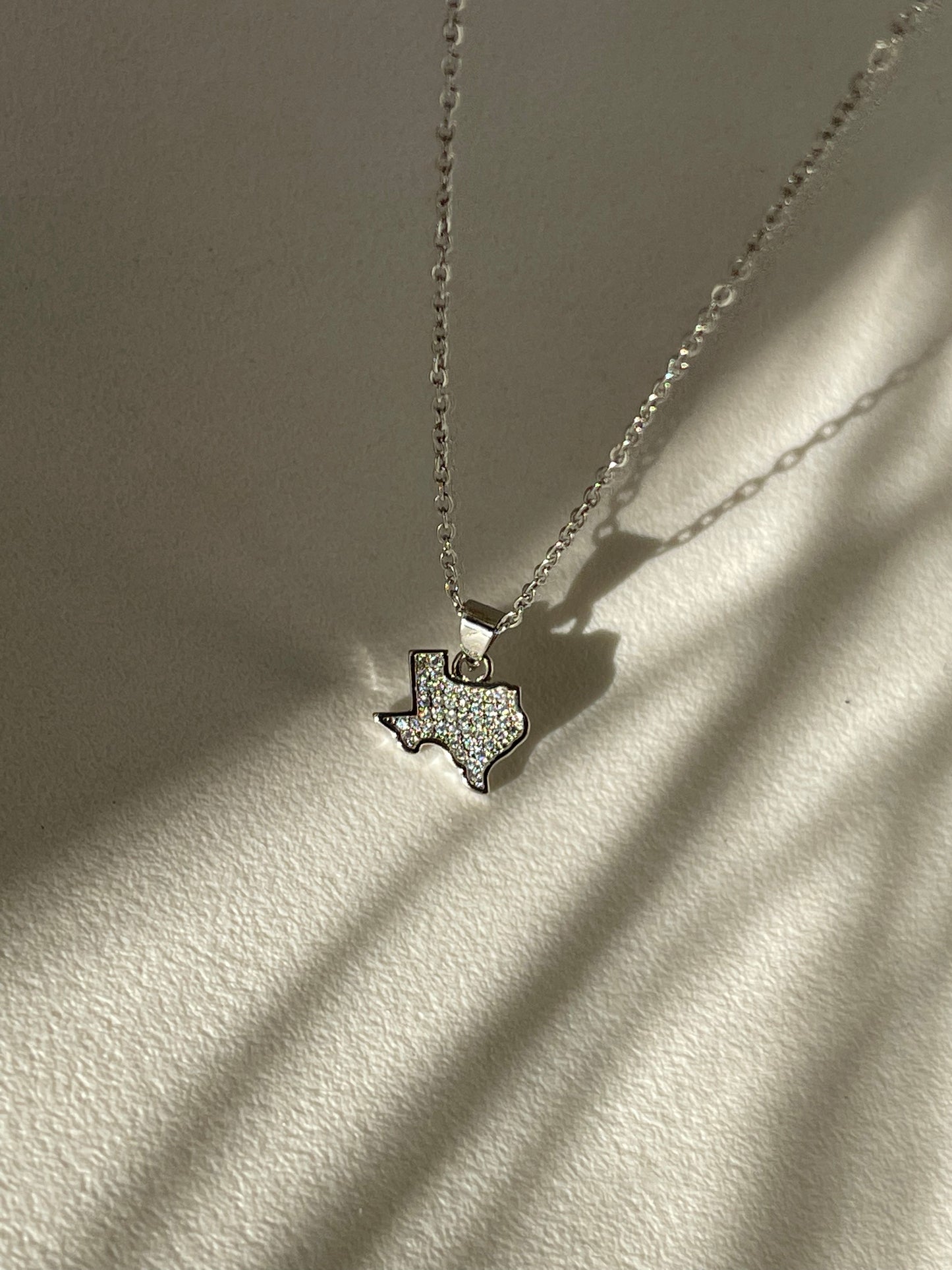 Crystal Stainless Steel Texas Charm Necklace In Silver