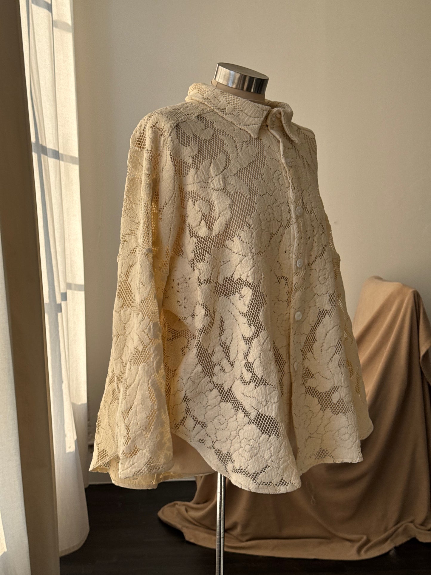 Ladell Handcrafted Vintage Shacket In Vanilla