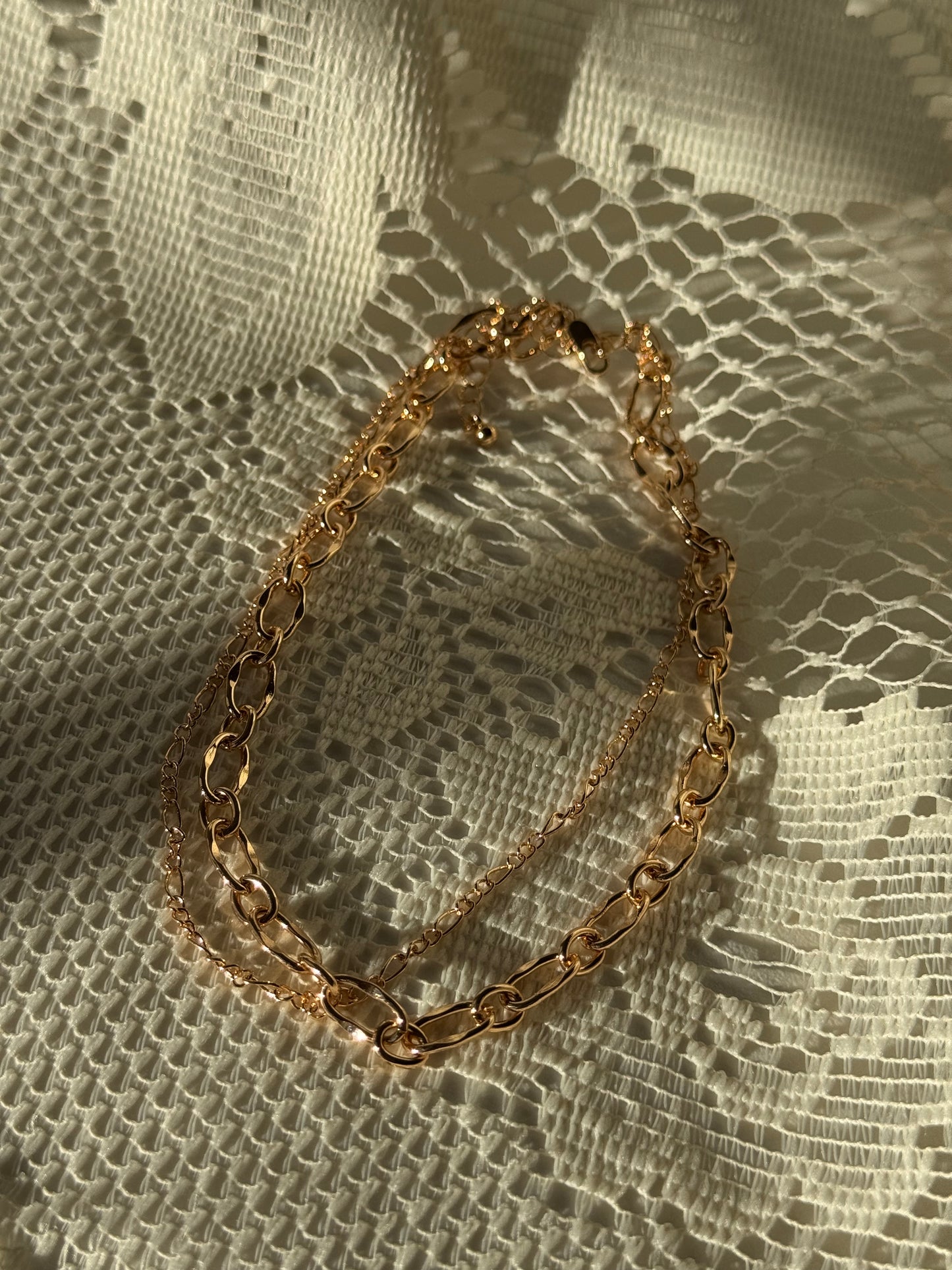 Oscar Classic Organic Crumb Link Layered Necklace In Gold