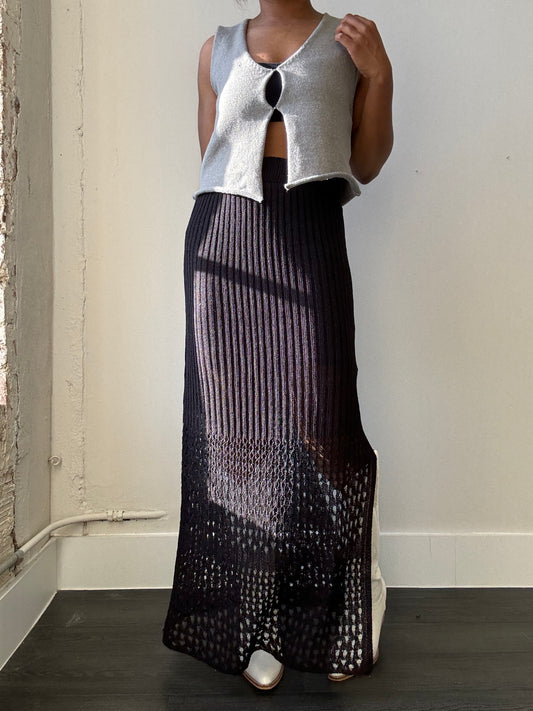 Perry Crochet Knit Maxi Skirt In Black