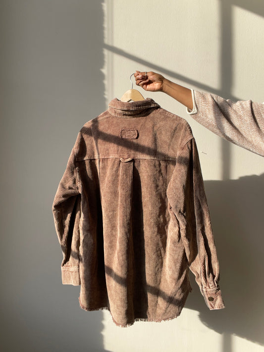 Kimberly Cotton Corduroy Shacket In Acid Brown