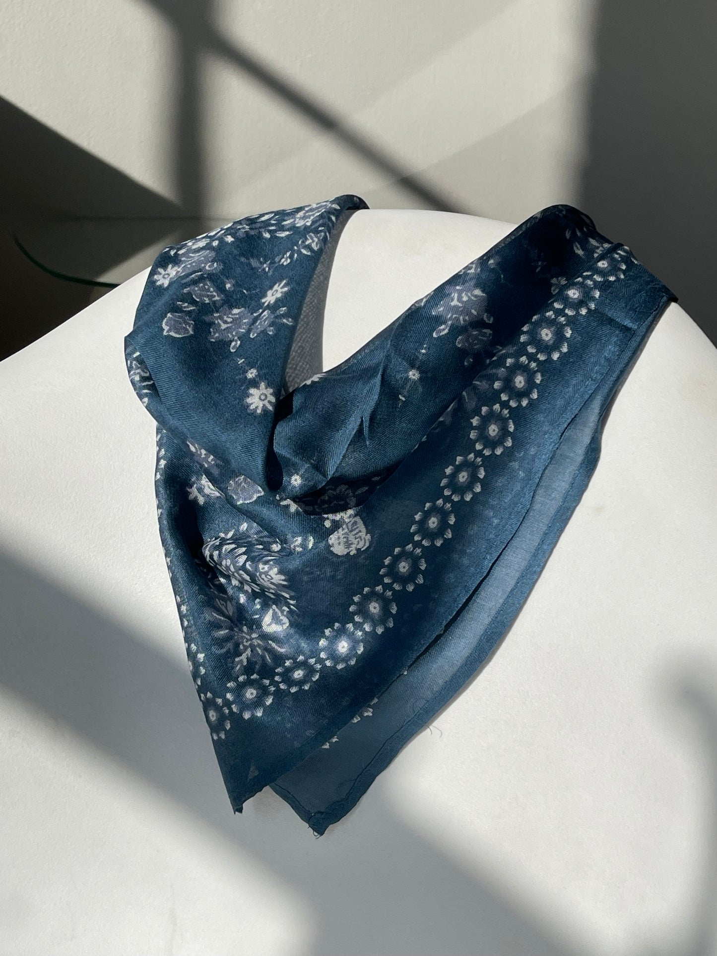 Coraline Ultra Soft Floral Bandana In Vintage Blue
