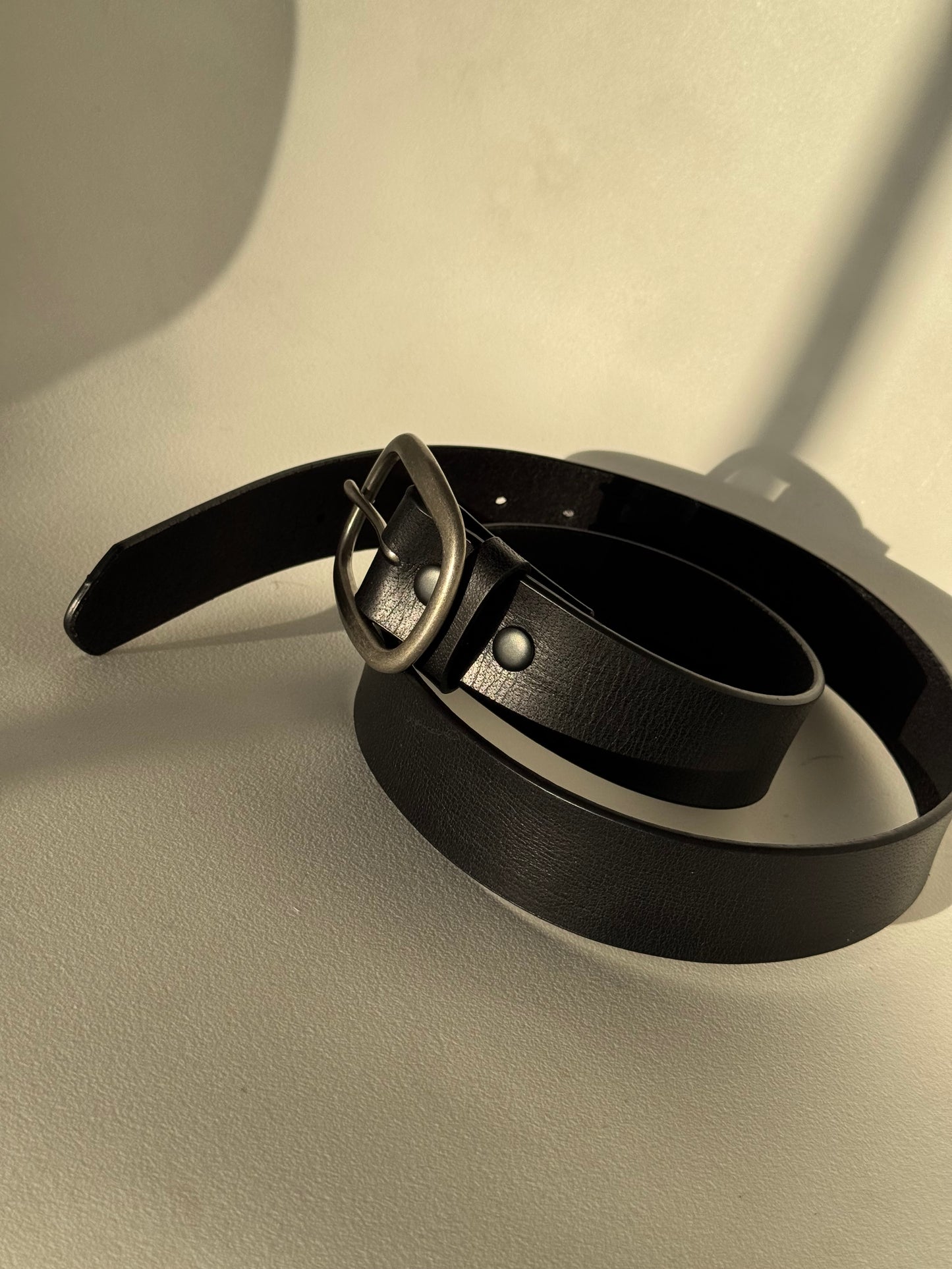 Grant Genuine Leather Classic Snap Belt In Black & Matte Silver