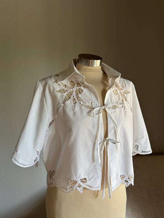 Judy Handcrafted Vintage Crop Tie Top