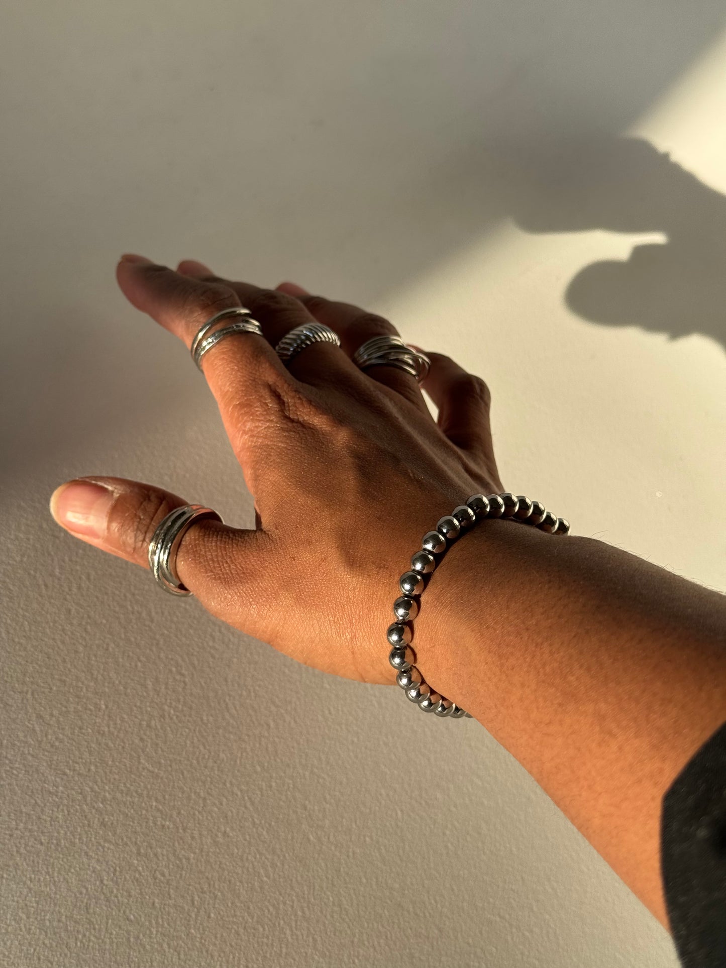 Tyler Stainless Steel Bead Bracelet In Silver 
