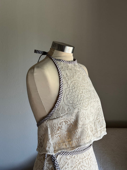 Brenda Fae Handcrafted Vintage Crochet Cropped Halter Top