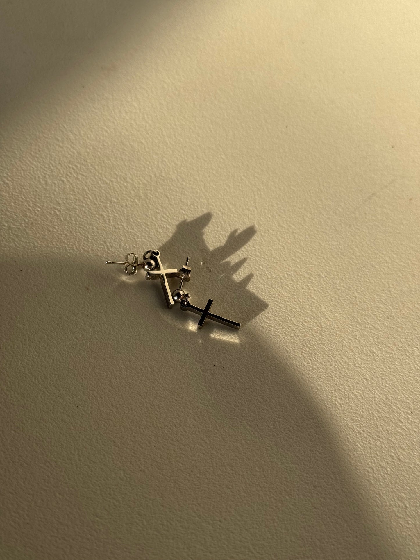 Cory Dipped Classic Cross Drop Earring In Silver