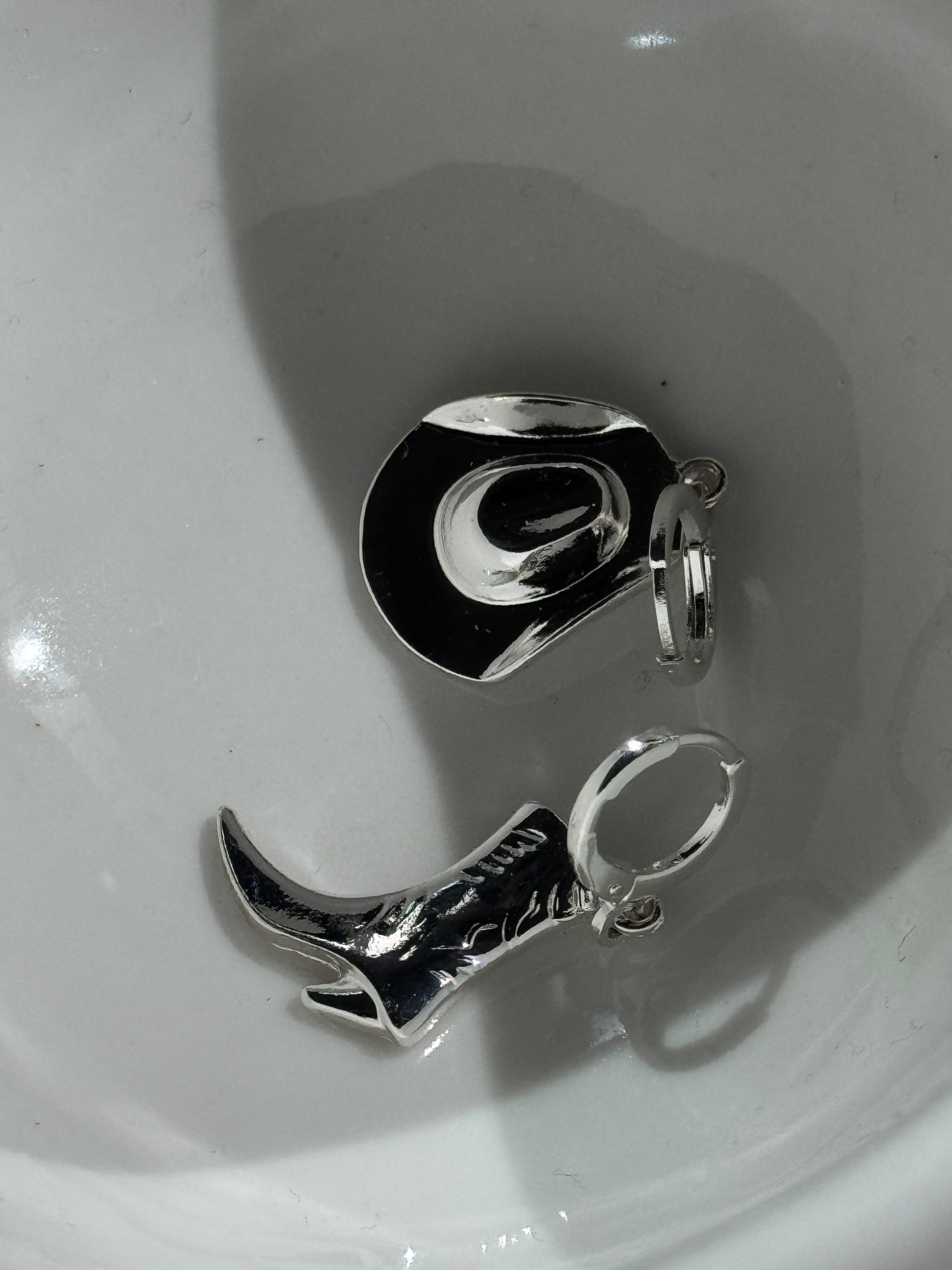 Corky Cowboy Hat & Boot Earring In Silver