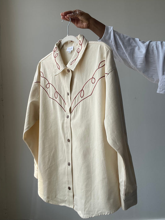 Melissa Cotton Snap Button Down Western Shacket