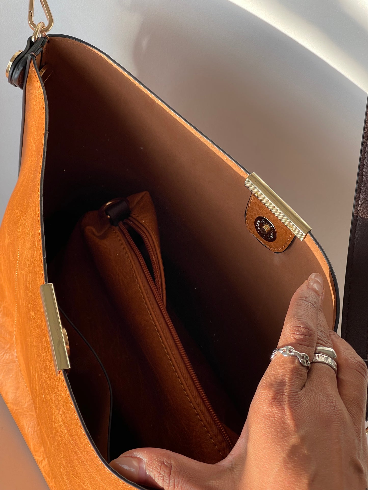 Bryan Utility Crossbody Vegan Leather Bag In Whiskey 