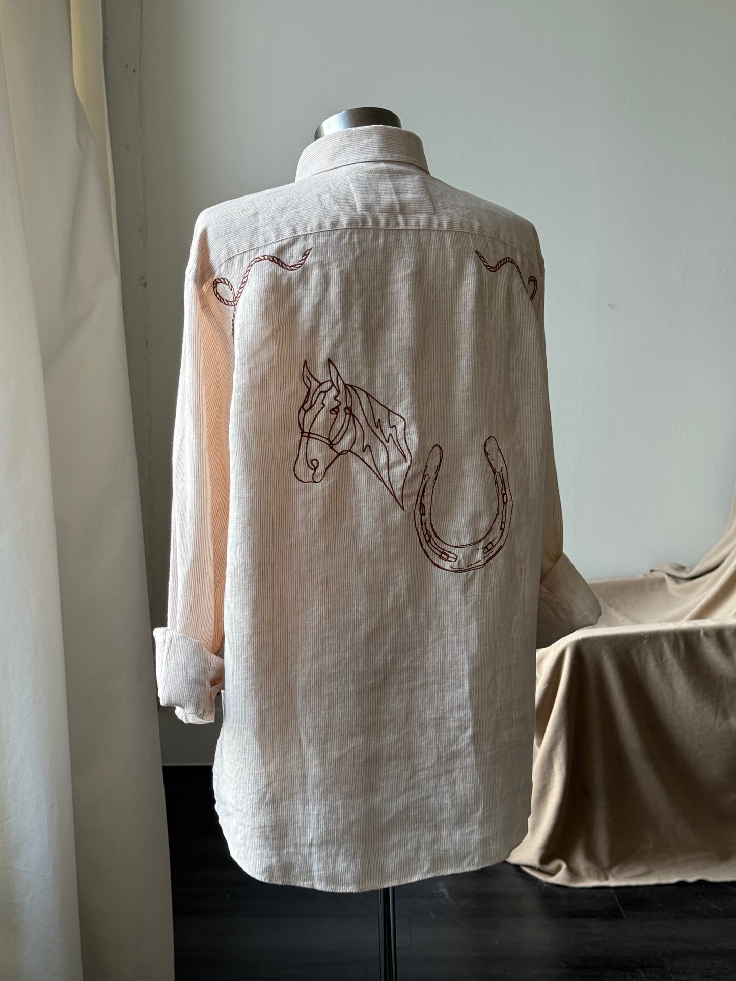 Jaxson Handcrafted Embroidered Button Down In Natural