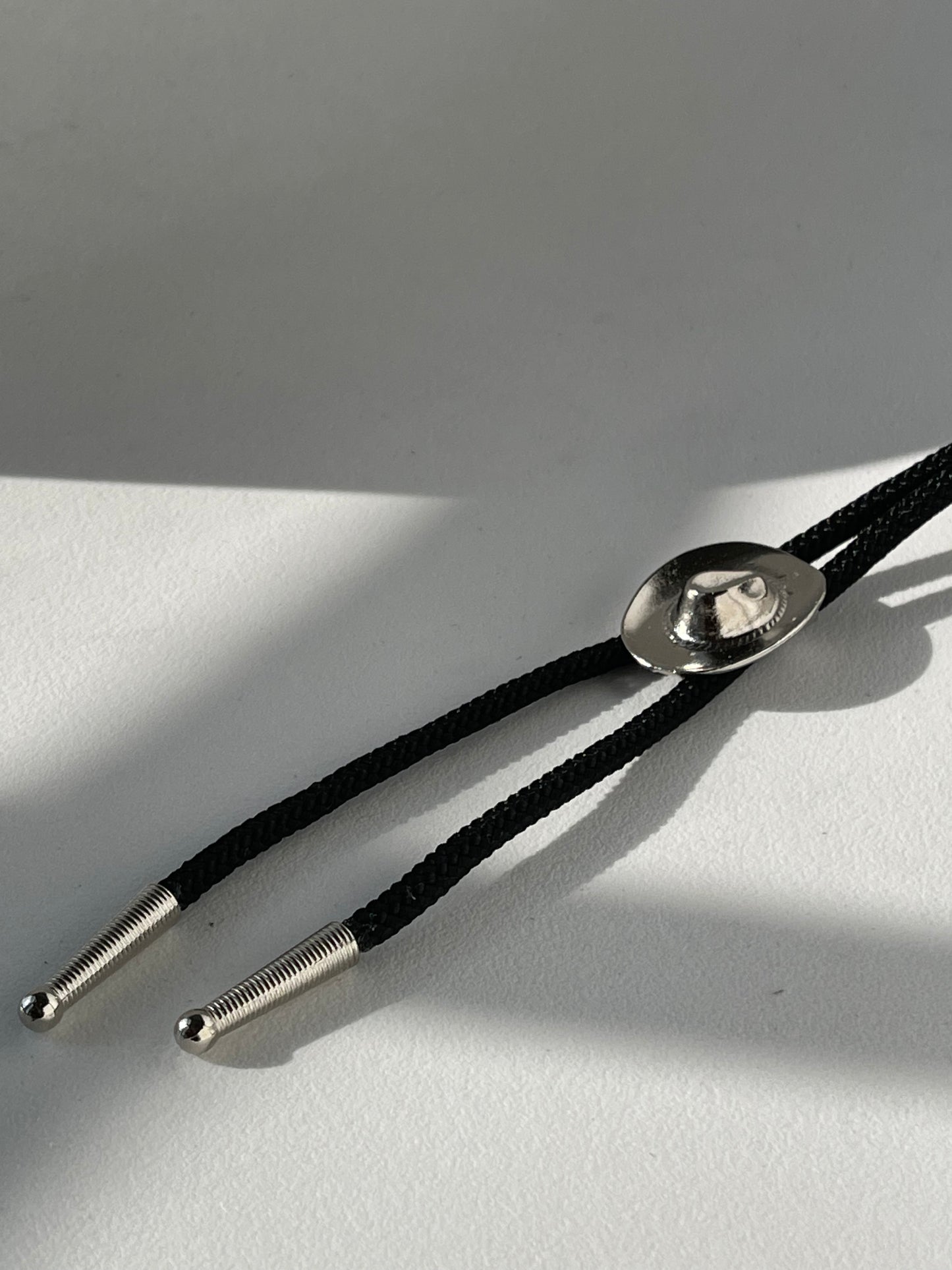 Silver Hat Handmade Black Cord Bolo