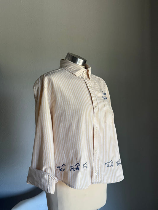 Lawrence Handcrafted Cropped Cotton Button Down Long Sleeve