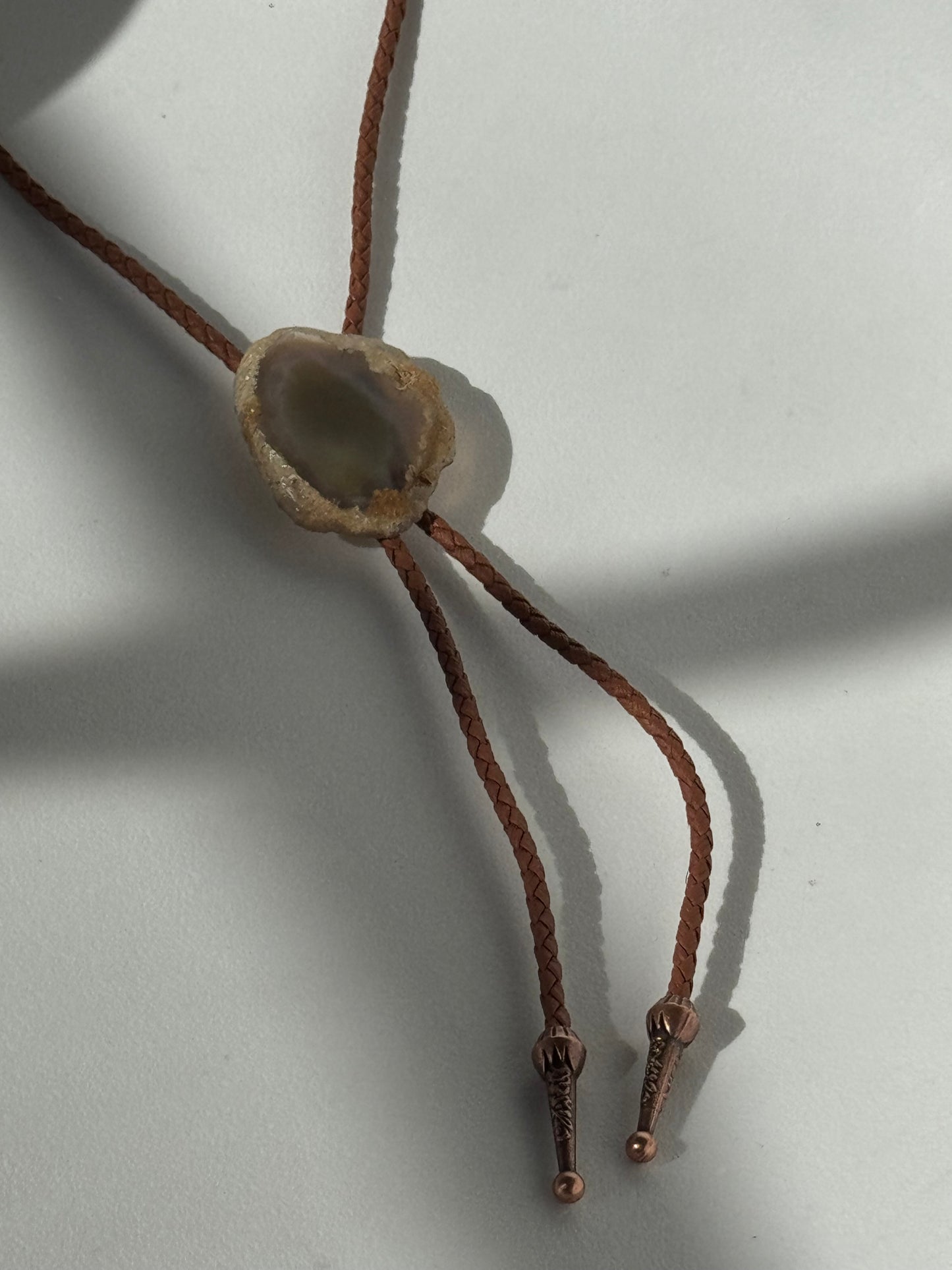 Handmade Agate Bolo Tie In Honey