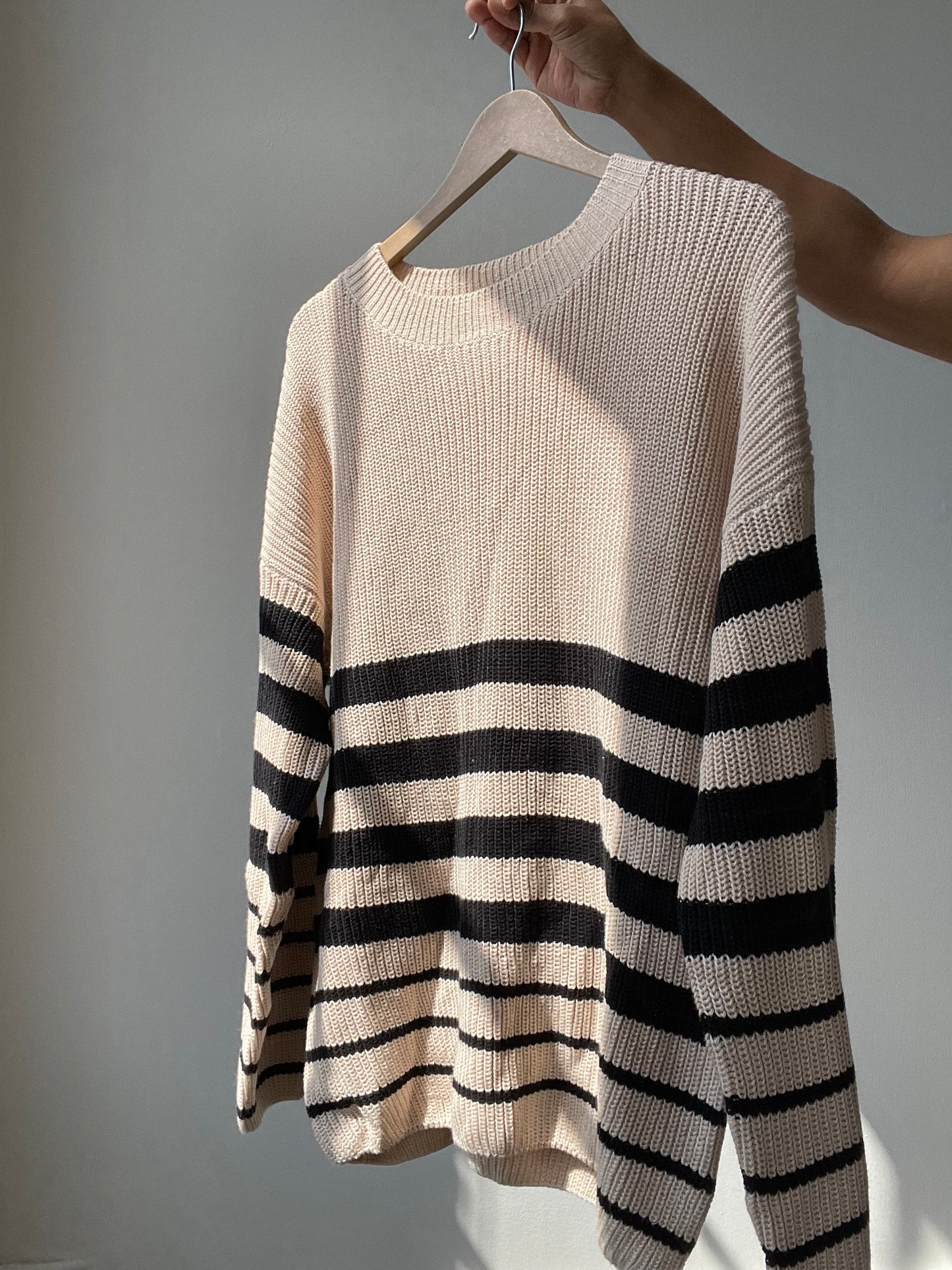 Rowlett Cotton Oversized Striped Sweater In Taupe