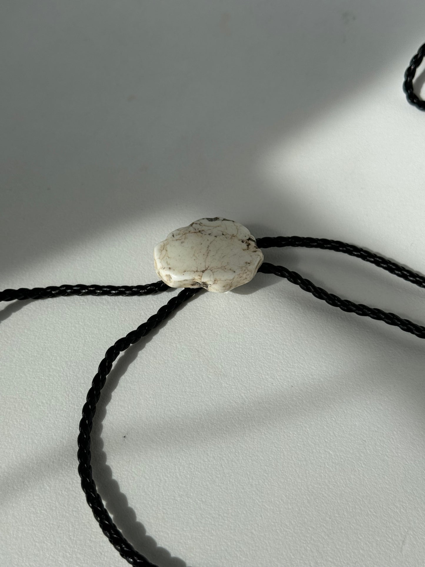 Mclane Natural Gemstone Silver Tips Bolo Tie In Howlite White