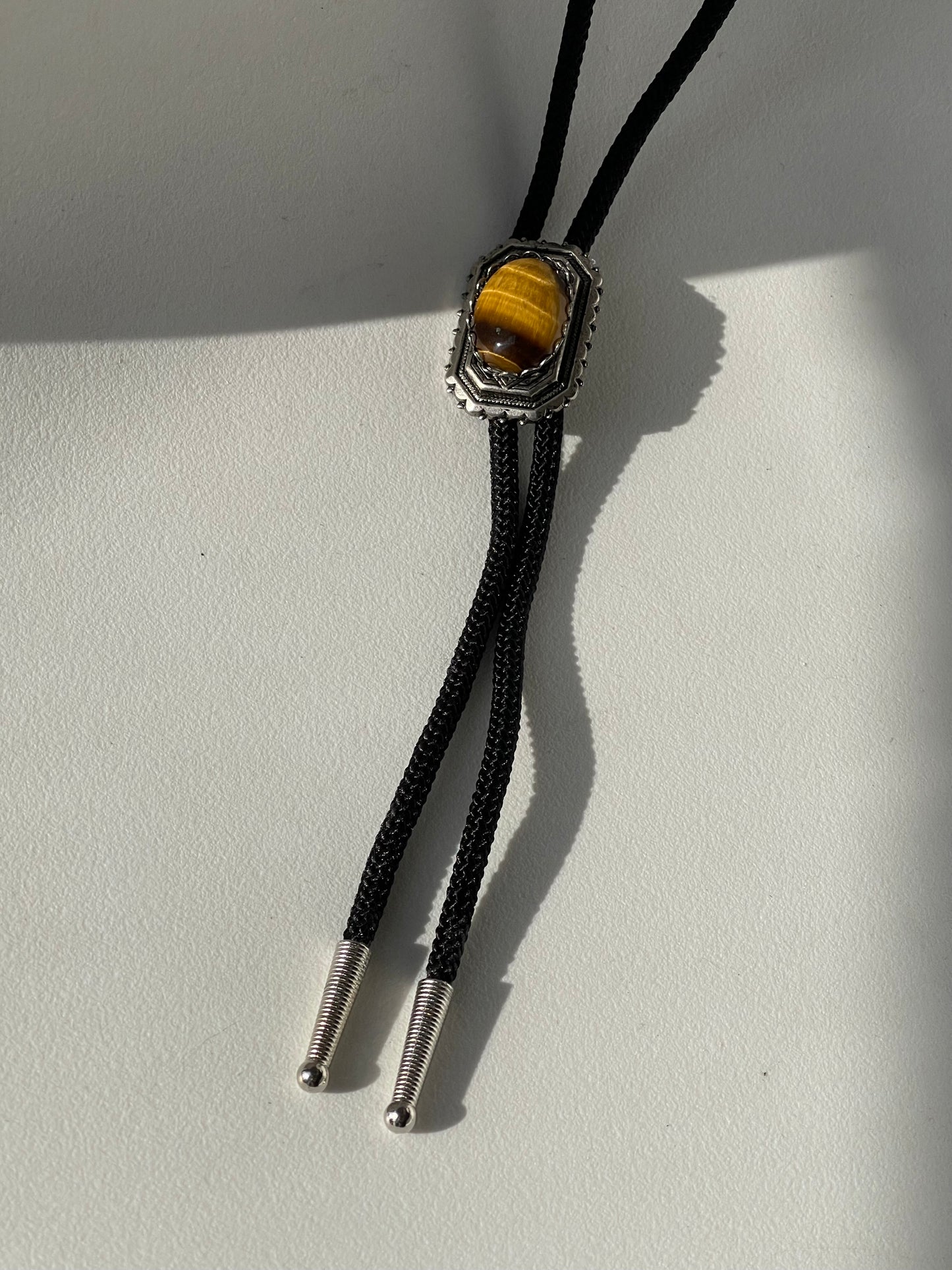 Tiger Eye Handmade Black Cord Bolo