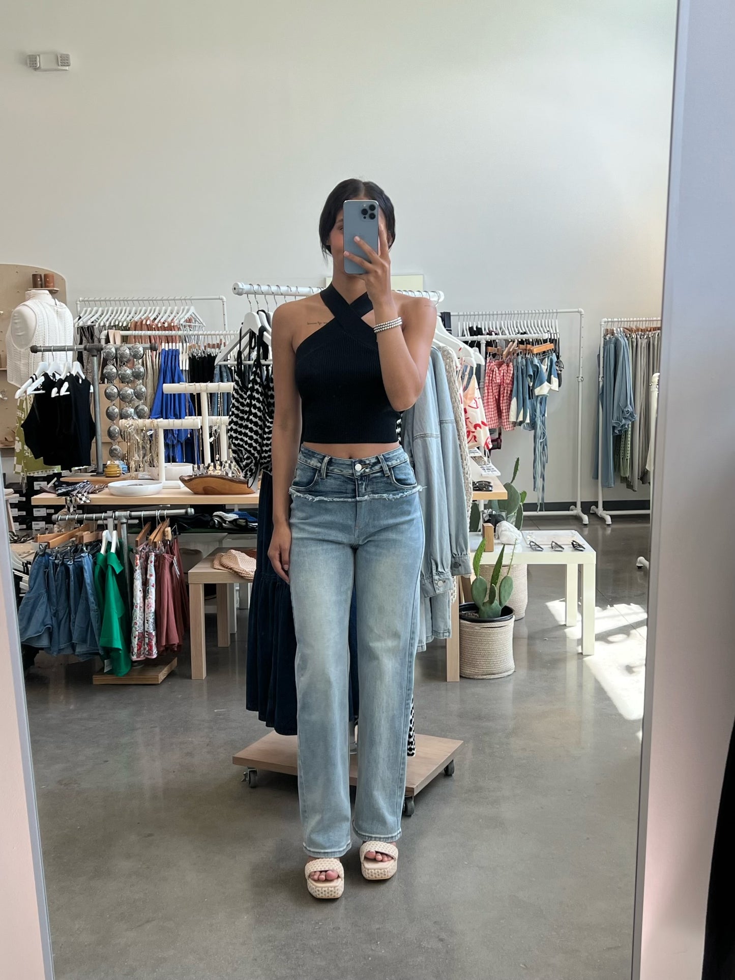 Miller Straight Leg Two Tone Denim In Vintage Blue