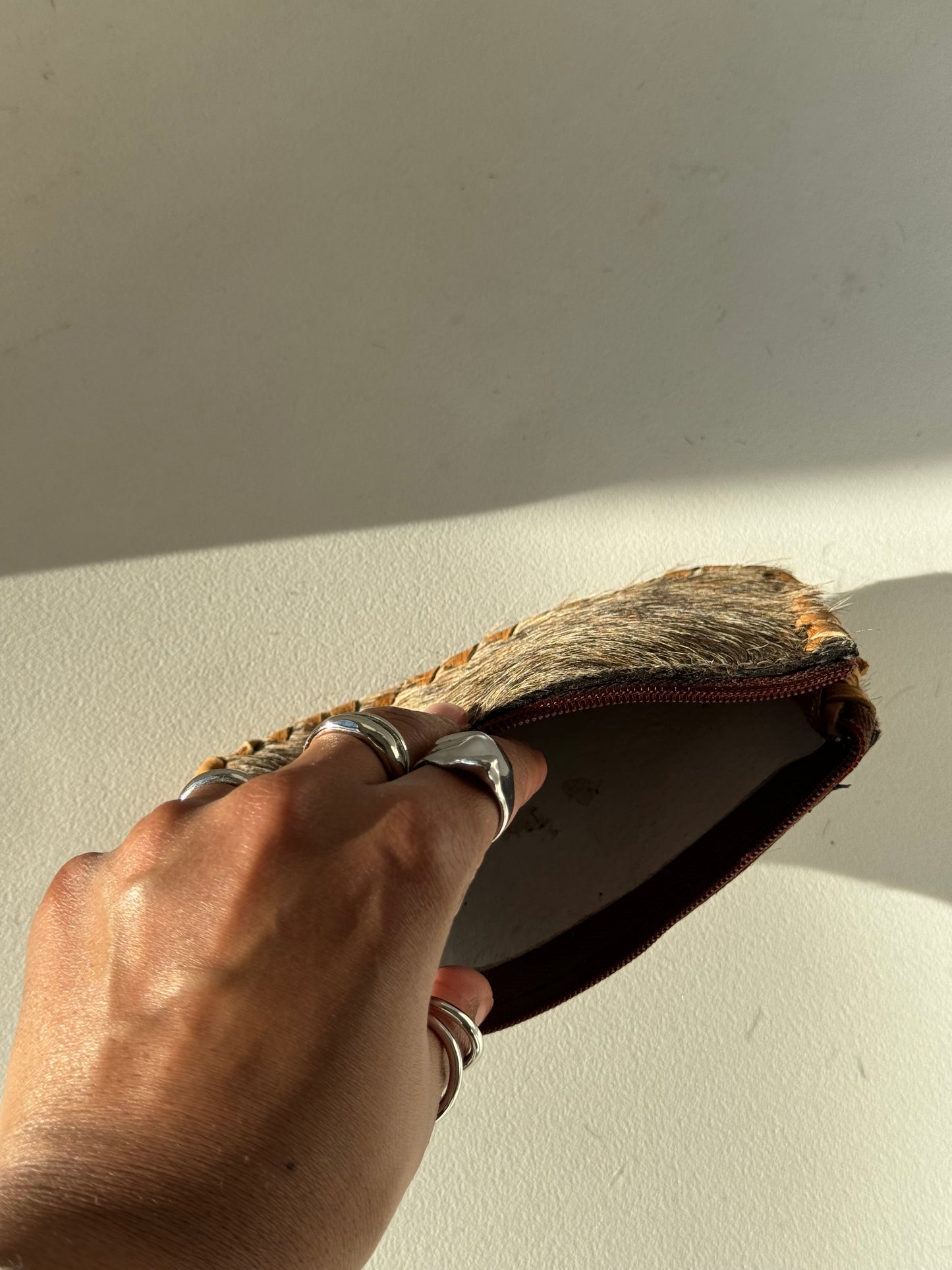 Able Artisan Cowhide Genuine Leather Wallet Pouch In Sand