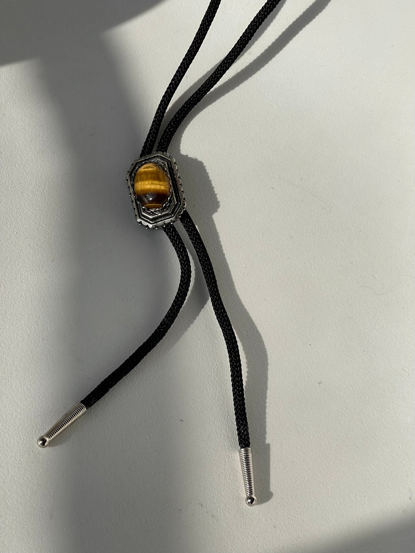 Tiger Eye Handmade Black Cord Bolo