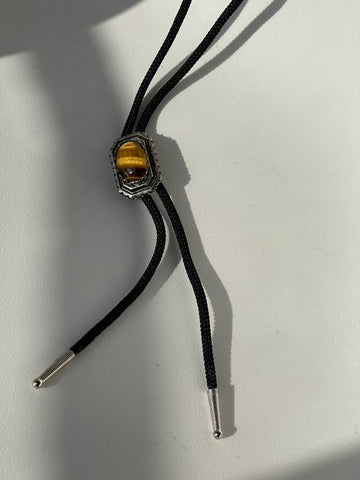 Tiger Eye Handmade Black Cord Bolo