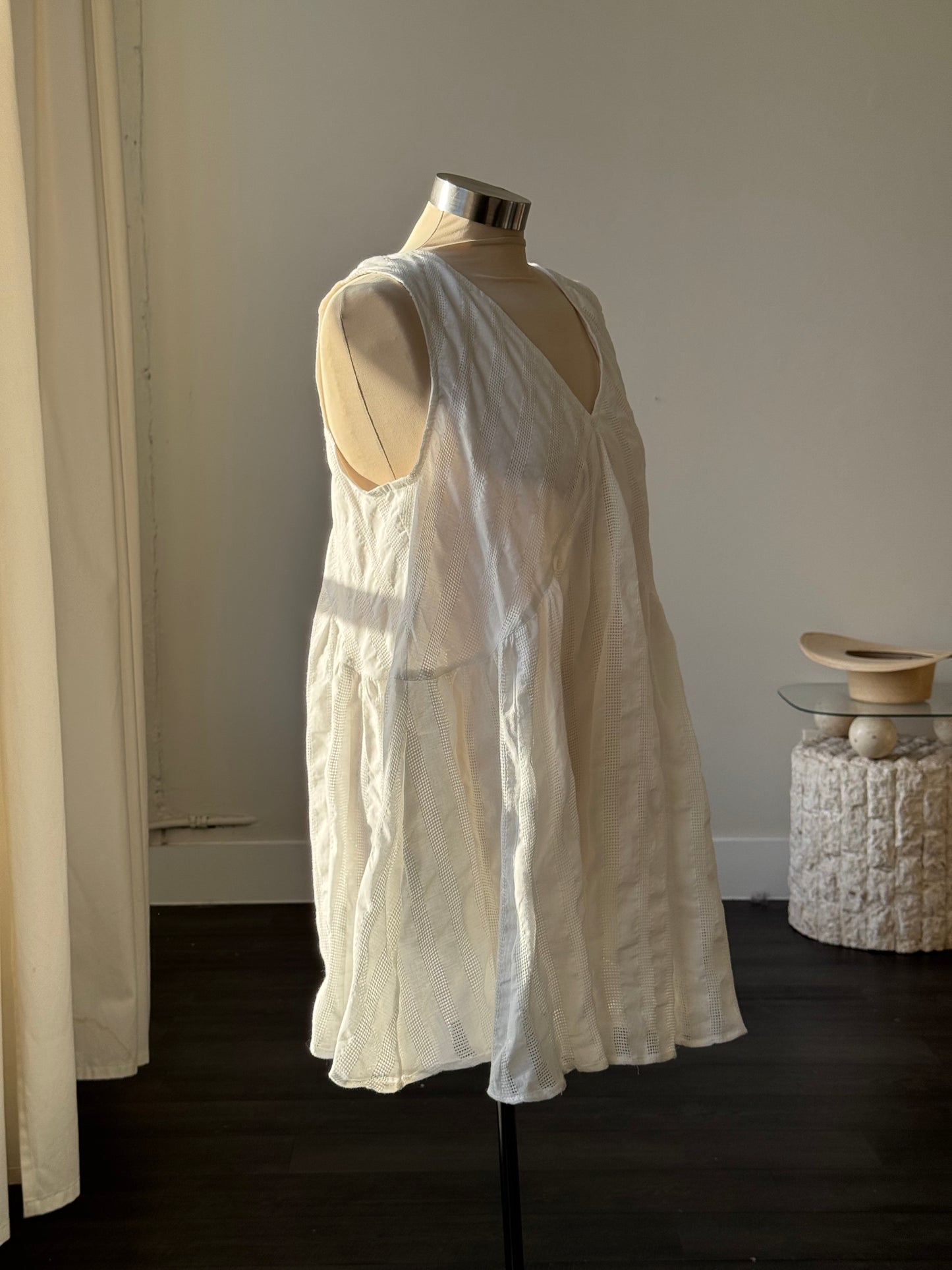 Billie Cotton V Neck Mini Dress In White