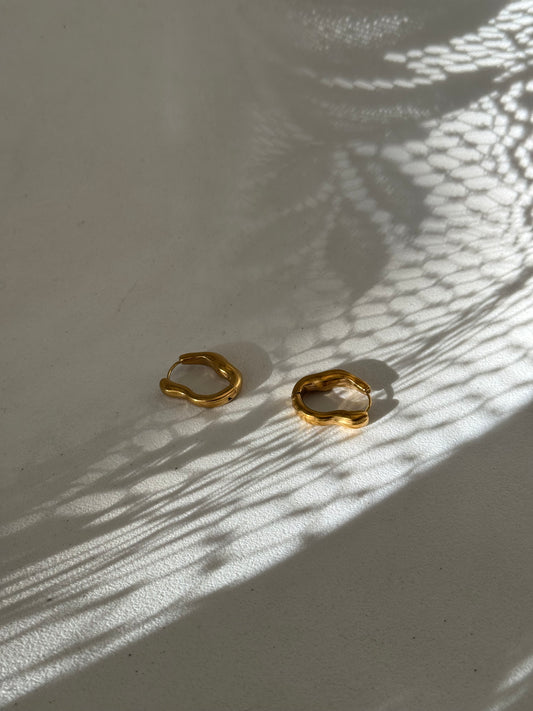 Ernestine 18k Stainless Steel Waterproof Organic Hoop Earring In Soft Matte Gold