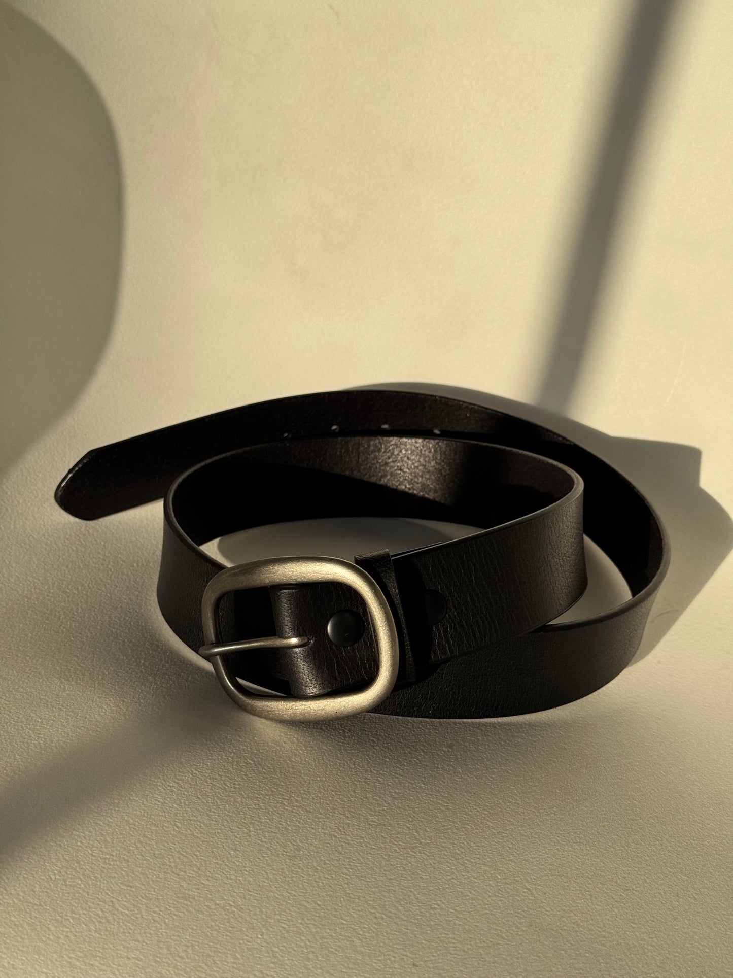 Grant Genuine Leather Classic Snap Belt In Black & Matte Silver