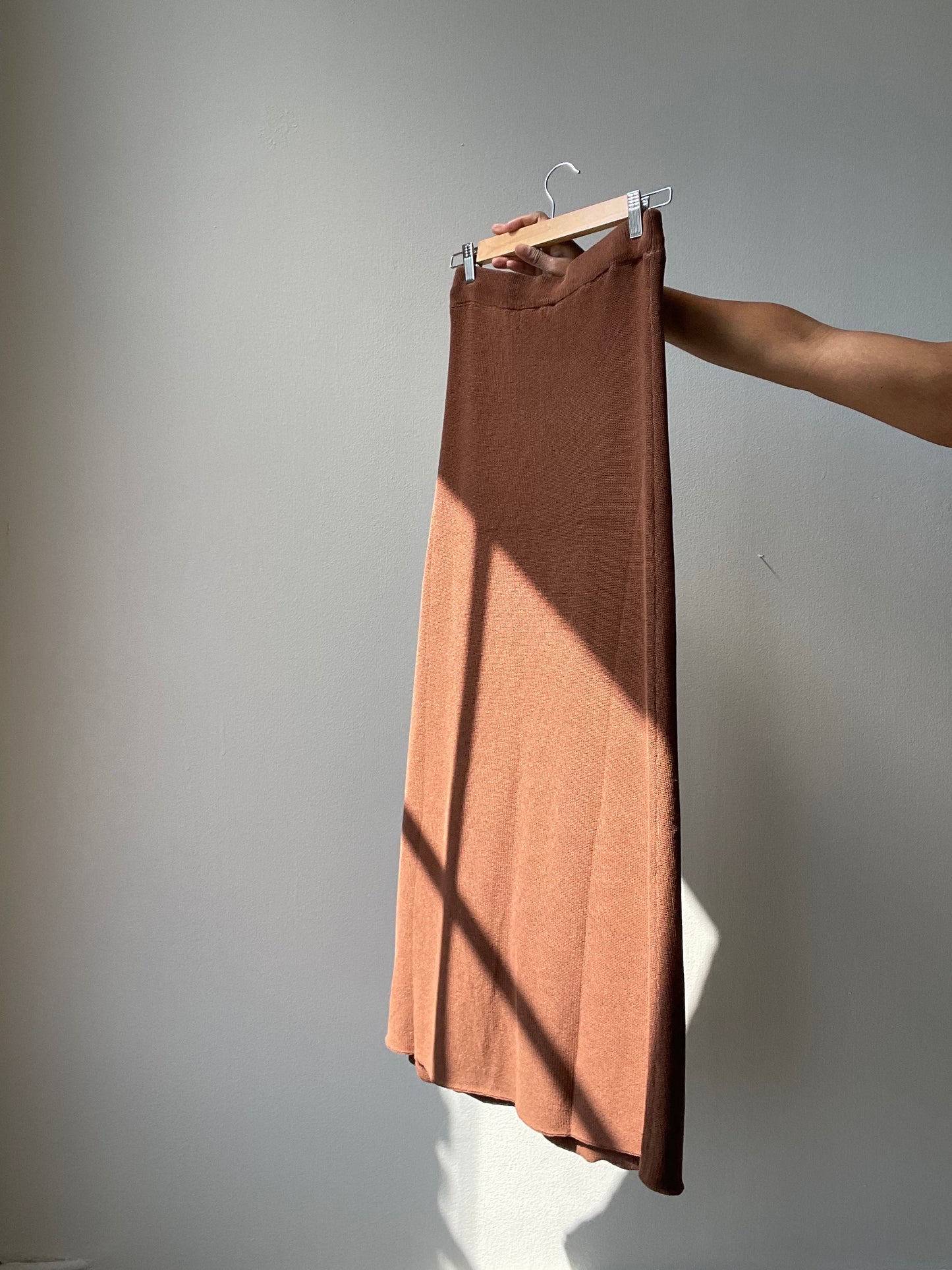 Audrey Knit Maxi Skirt In Chocolate Brown