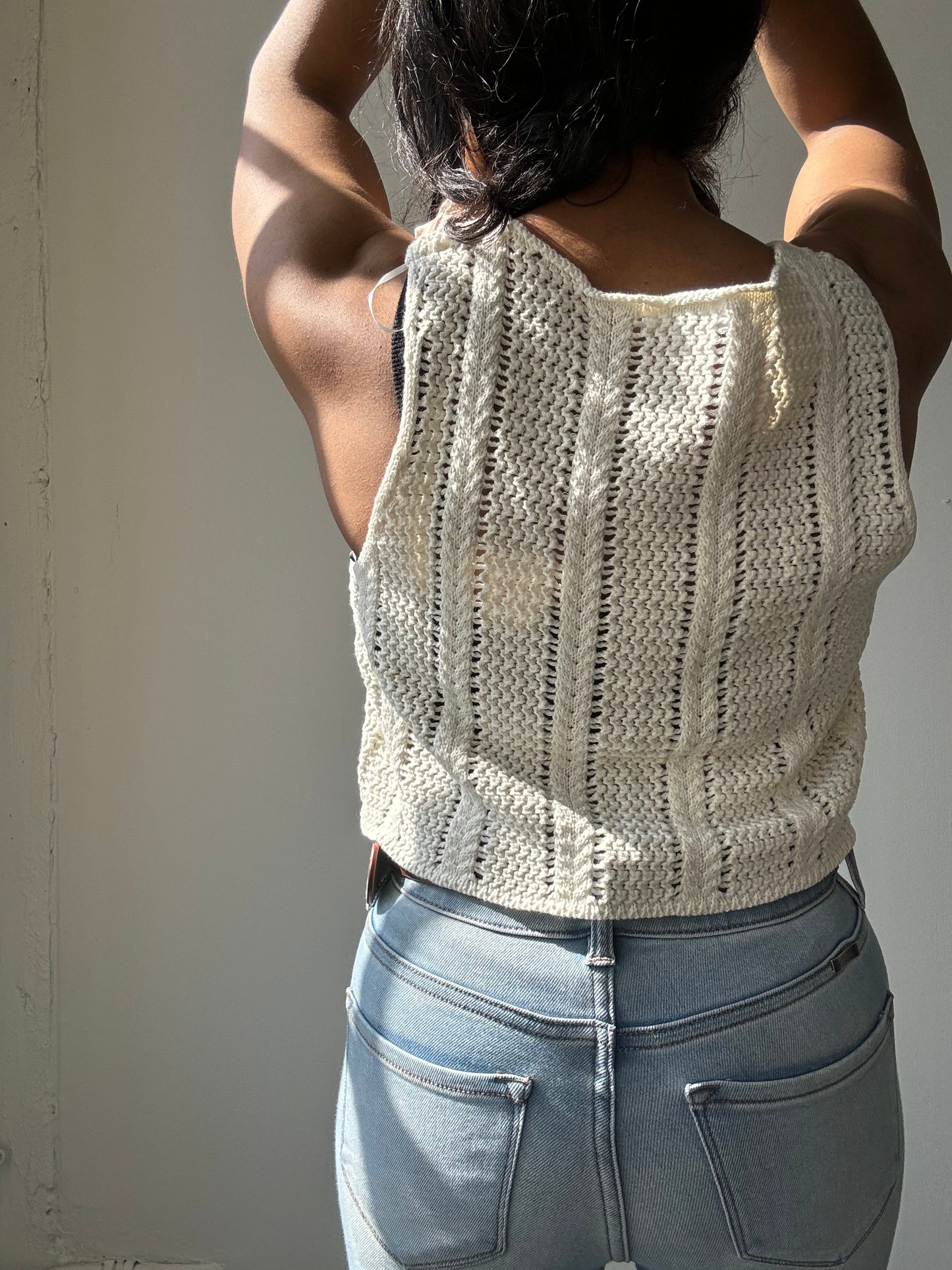 Sheryl Cotton Crochet Single Front Closure Crop Top In Ivory