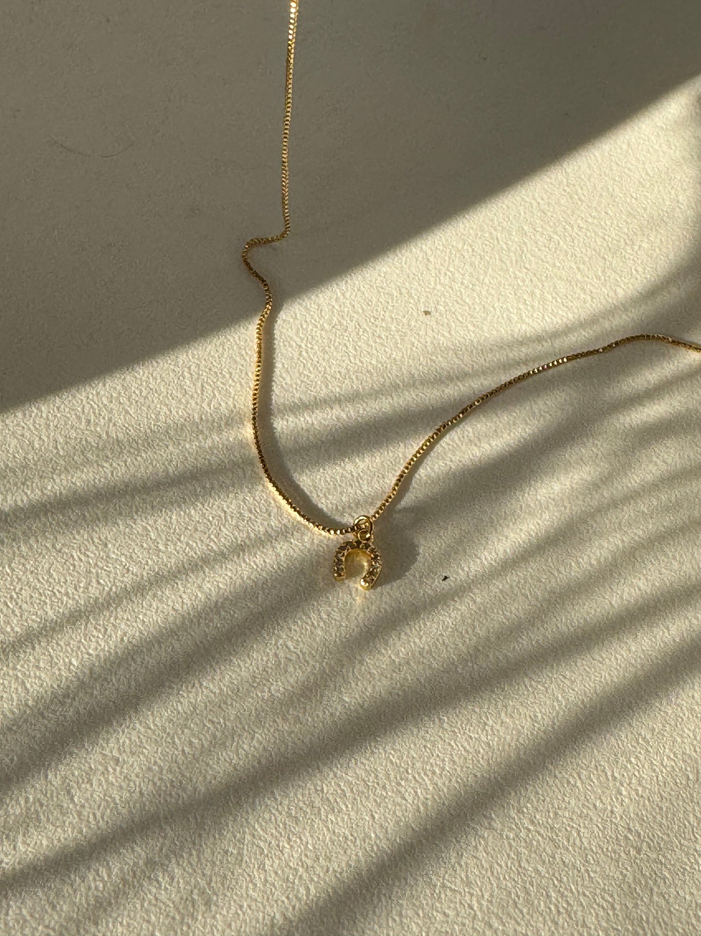 Horseshoe Mini Charm Necklace In Gold