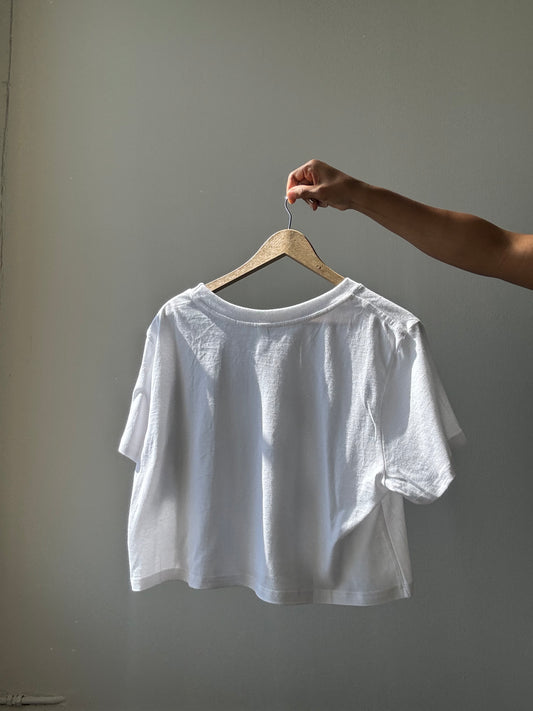 Dylan Classic Cotton Crop Tee In White