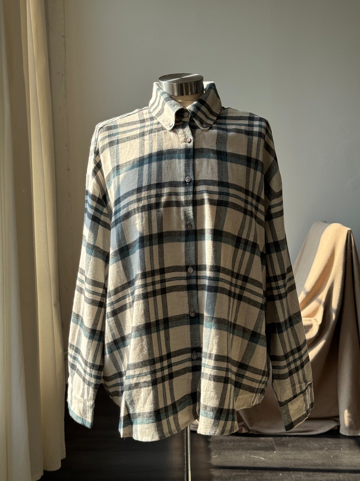 Quinn Cotton Plaid Button Down In Forest